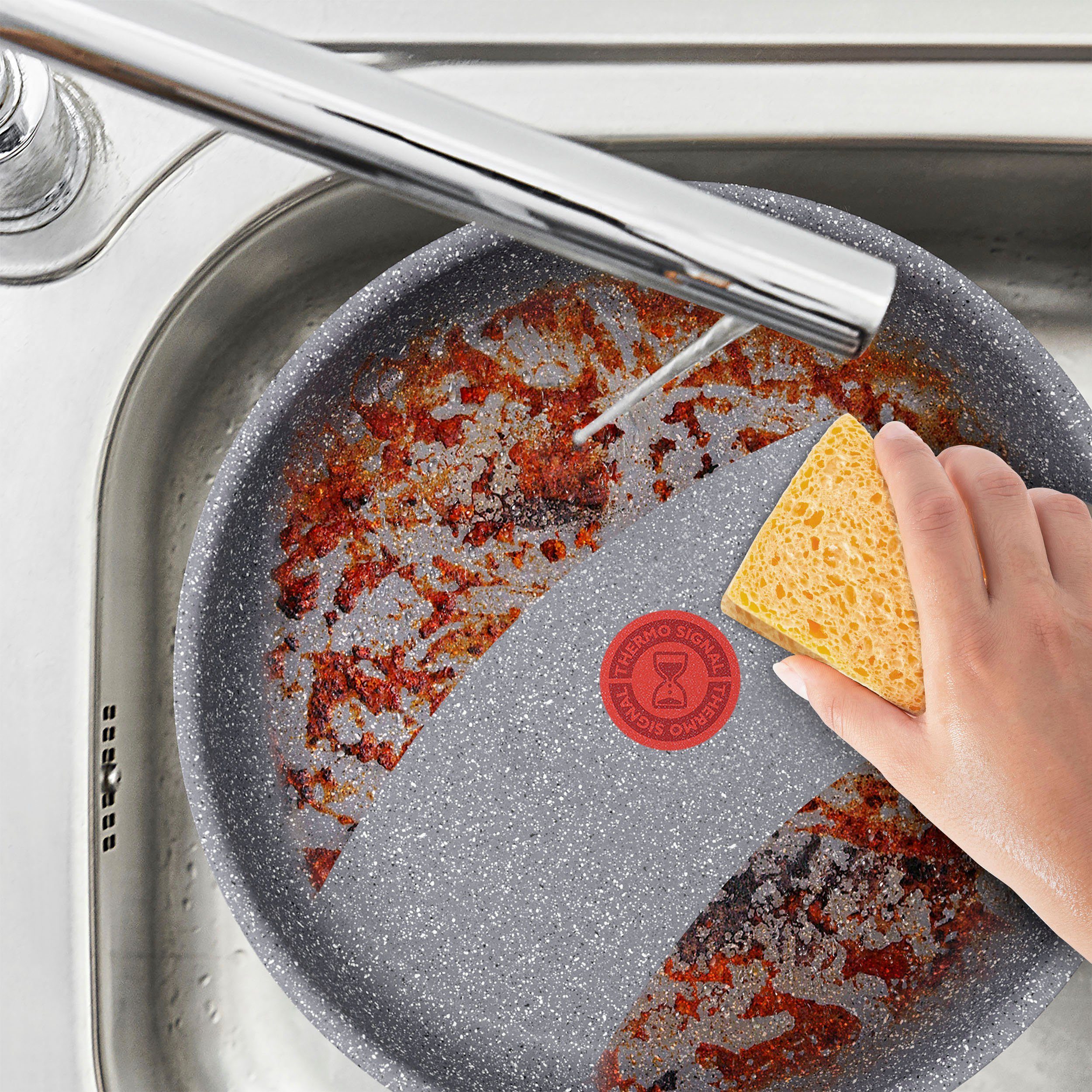 Tefal Pannenset Healthy Chef Mineralia+ anti-aanbakverzegeling, thermo-signaal, inductie (set, 2-delig)