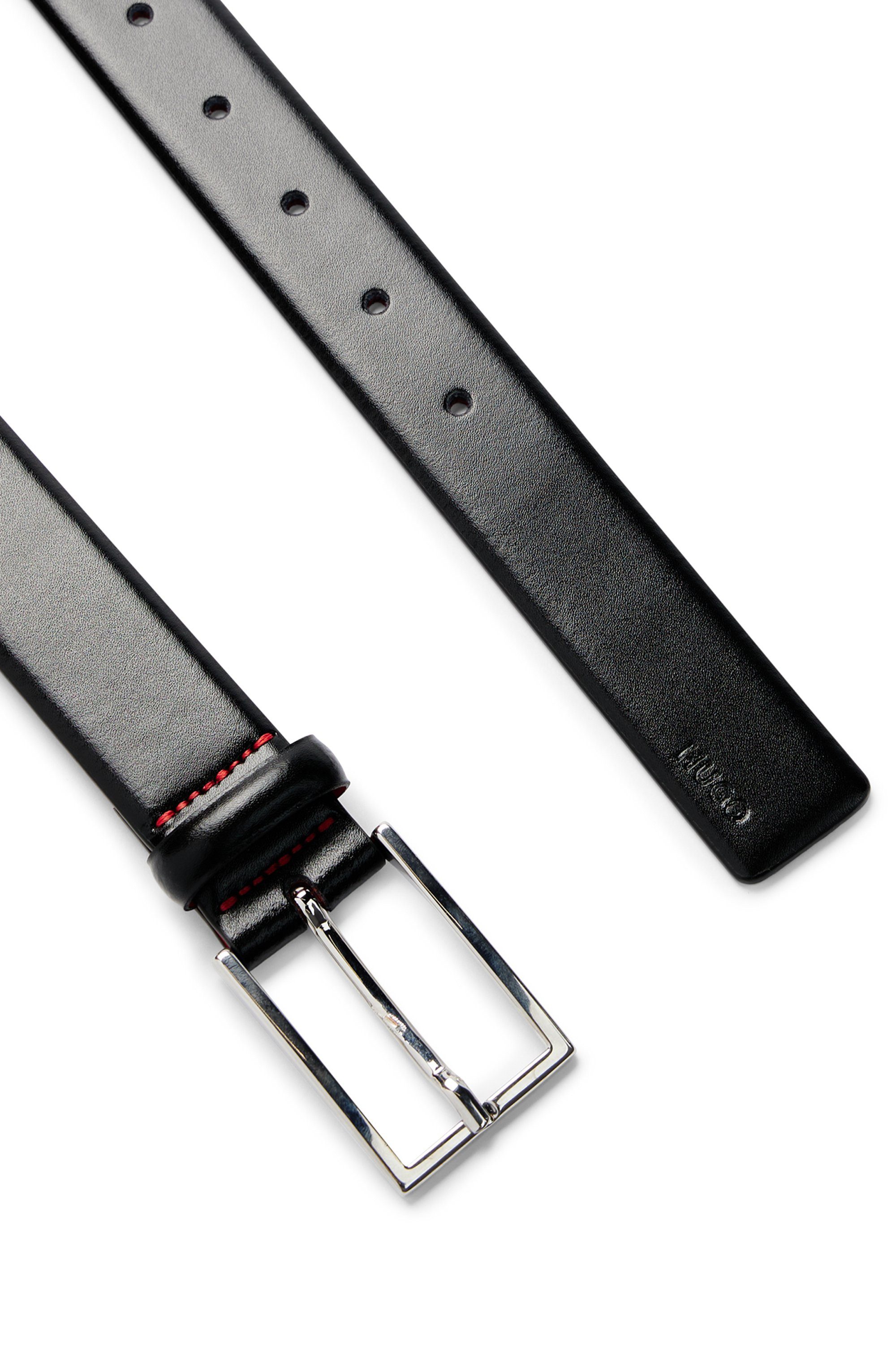 HUGO Leren riem Gavrilo met subtiele sluiting en rode details