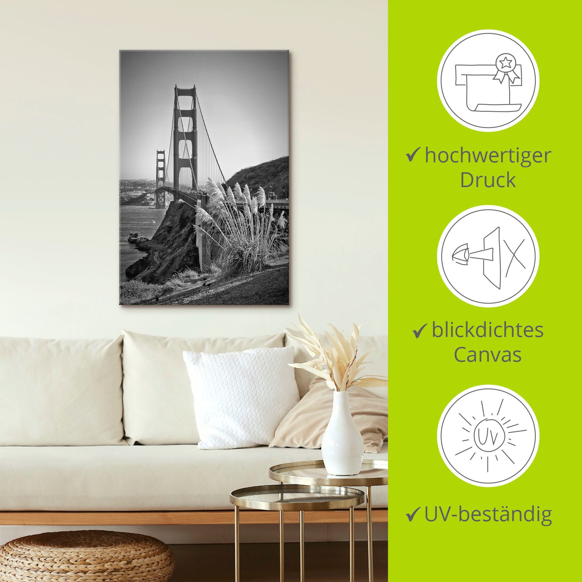 Artland Artprint San Francisco Golden Gate Bridge als artprint op linnen, poster in verschillende formaten maten