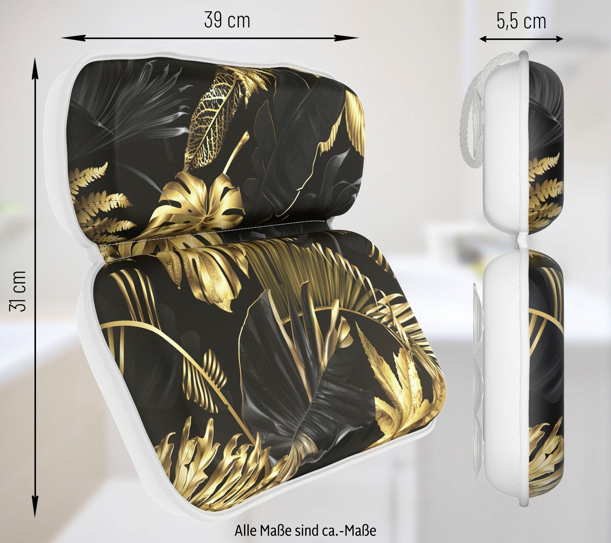 Sanilo Nekkussen Badkussen Golden Leaves comfortabel, antislip, volle kleuren, met 7 prima zuignappen