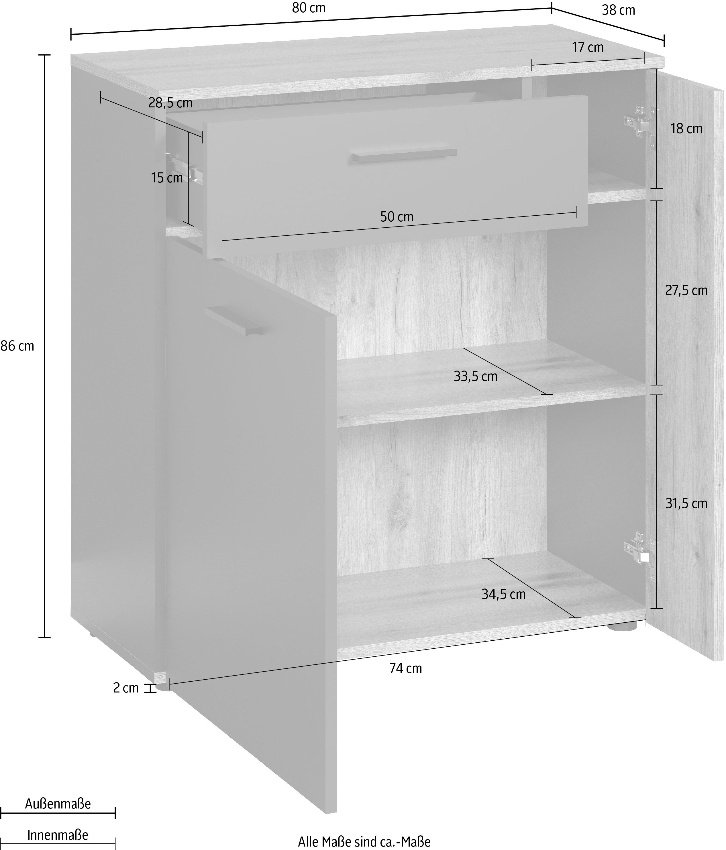INOSIGN Kast Estepona Opbergkast voor vele ruimtes - (B/D/H) 80/38/86 cm (1 stuk)