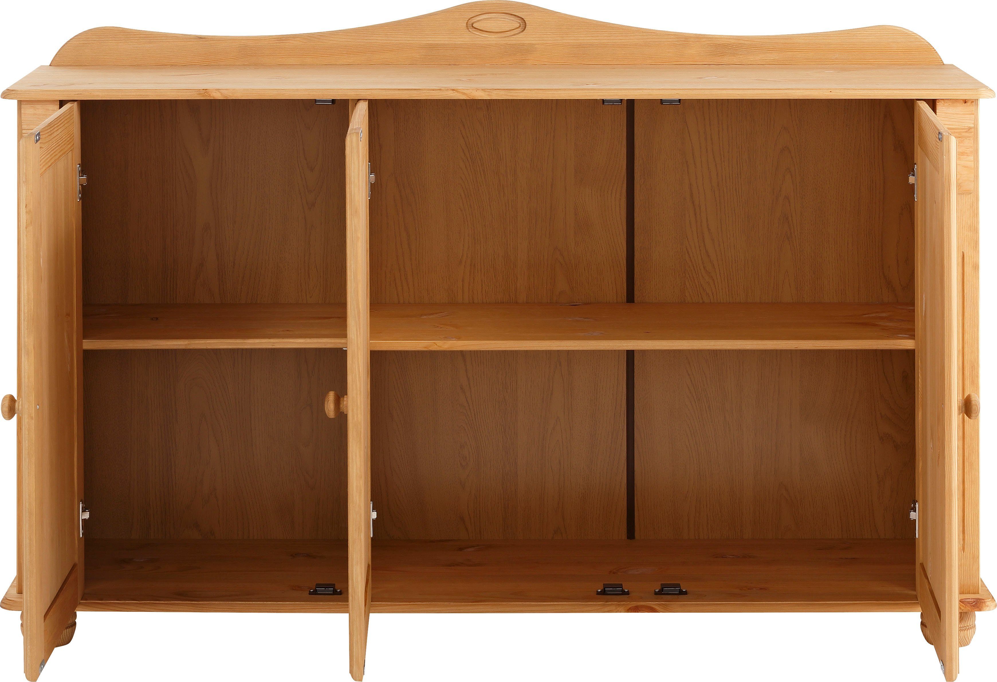 Home affaire Dressoir ADELE Commode, 3-deurs, breedte 130 cm, van massief dennenhout, FSC®