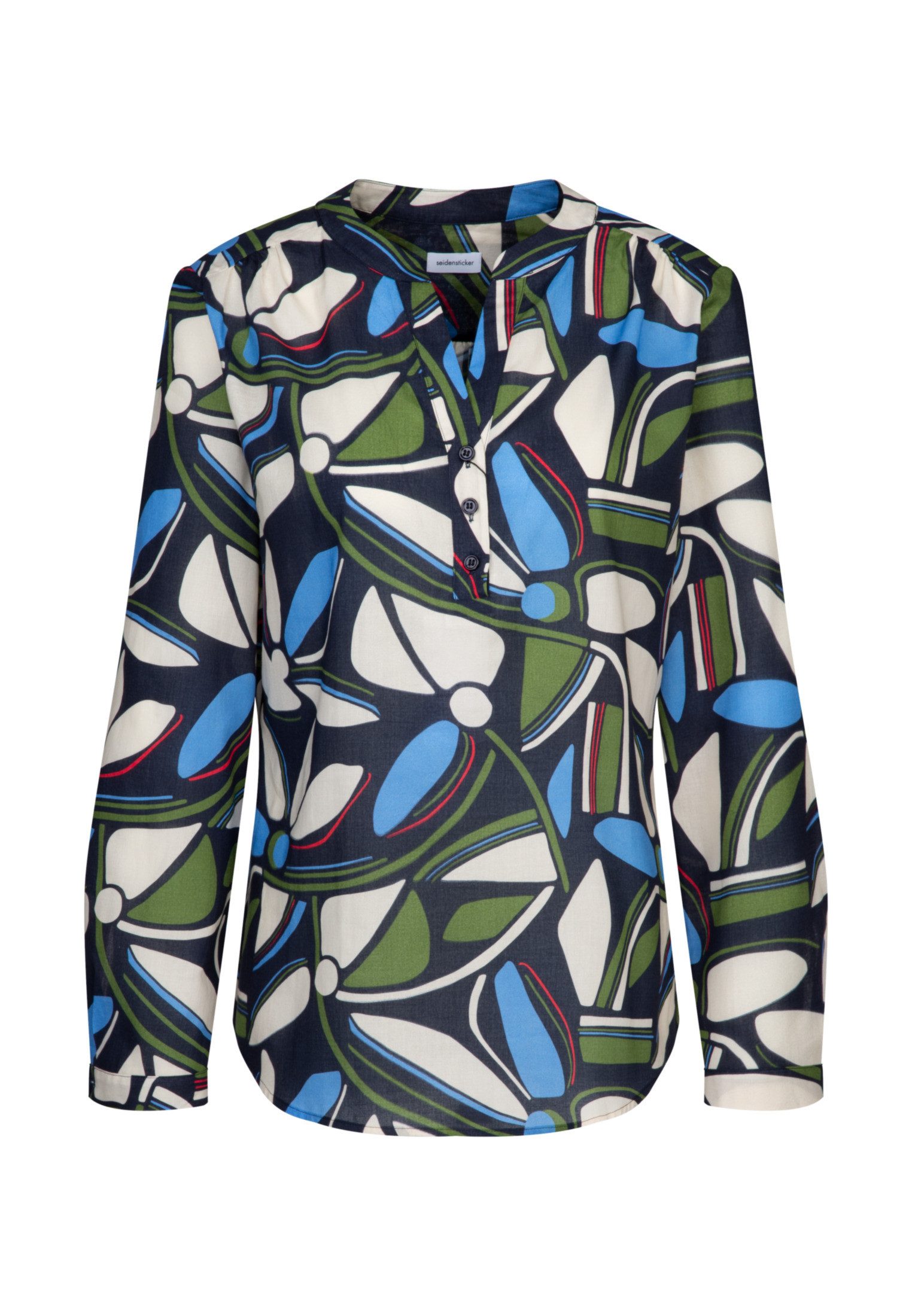 seidensticker Klassieke blouse Zwarte roos Tuniek bloemmotief