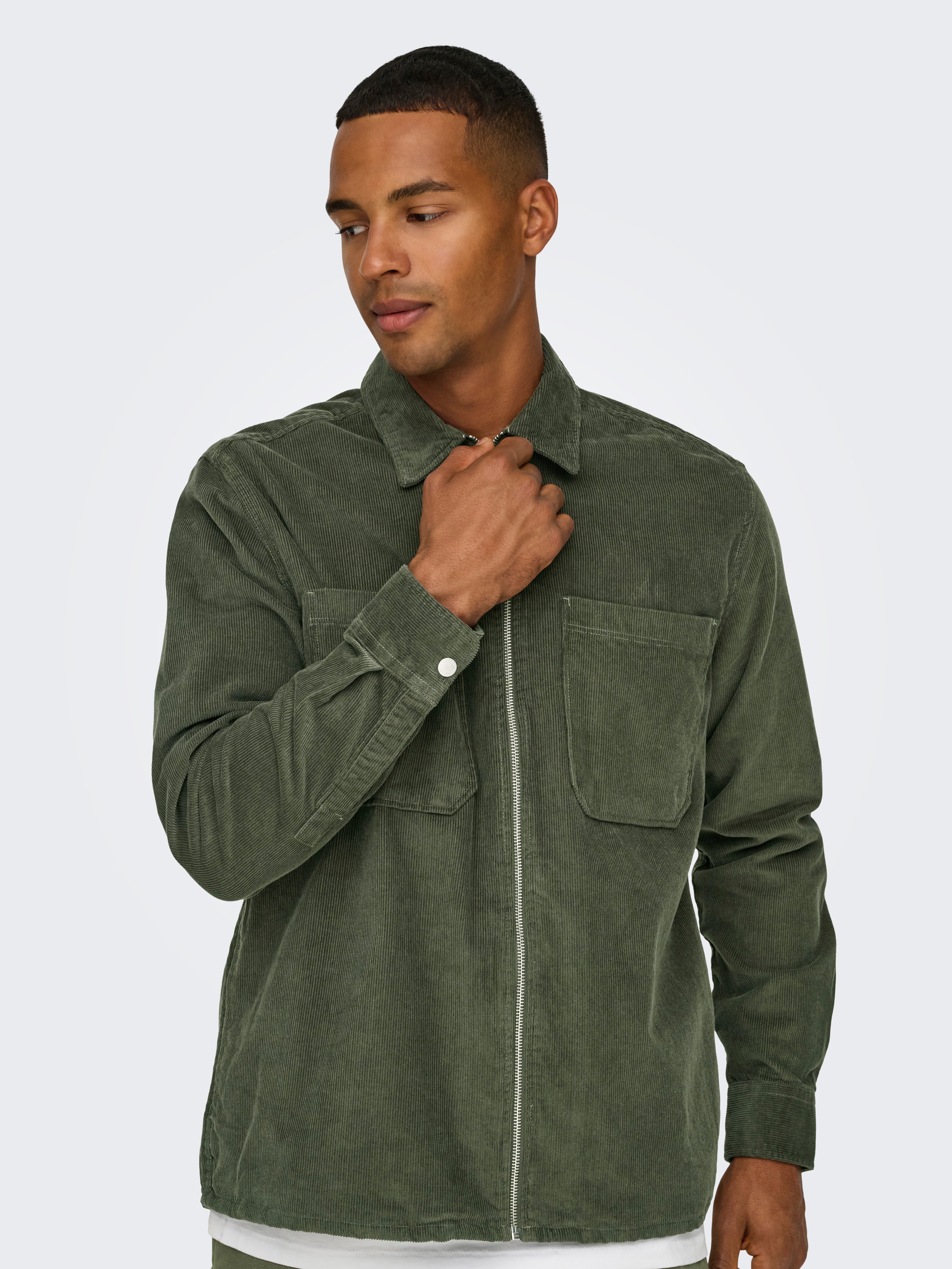 ONLY & SONS Overhemd met lange mouwen ONSALP 14W RLX 2PKT WASHD CORD LS ZIP