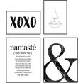 reinders! artprint set artprints moderne kus aandeel - yoga - samen - illustratie (4 stuks) zwart