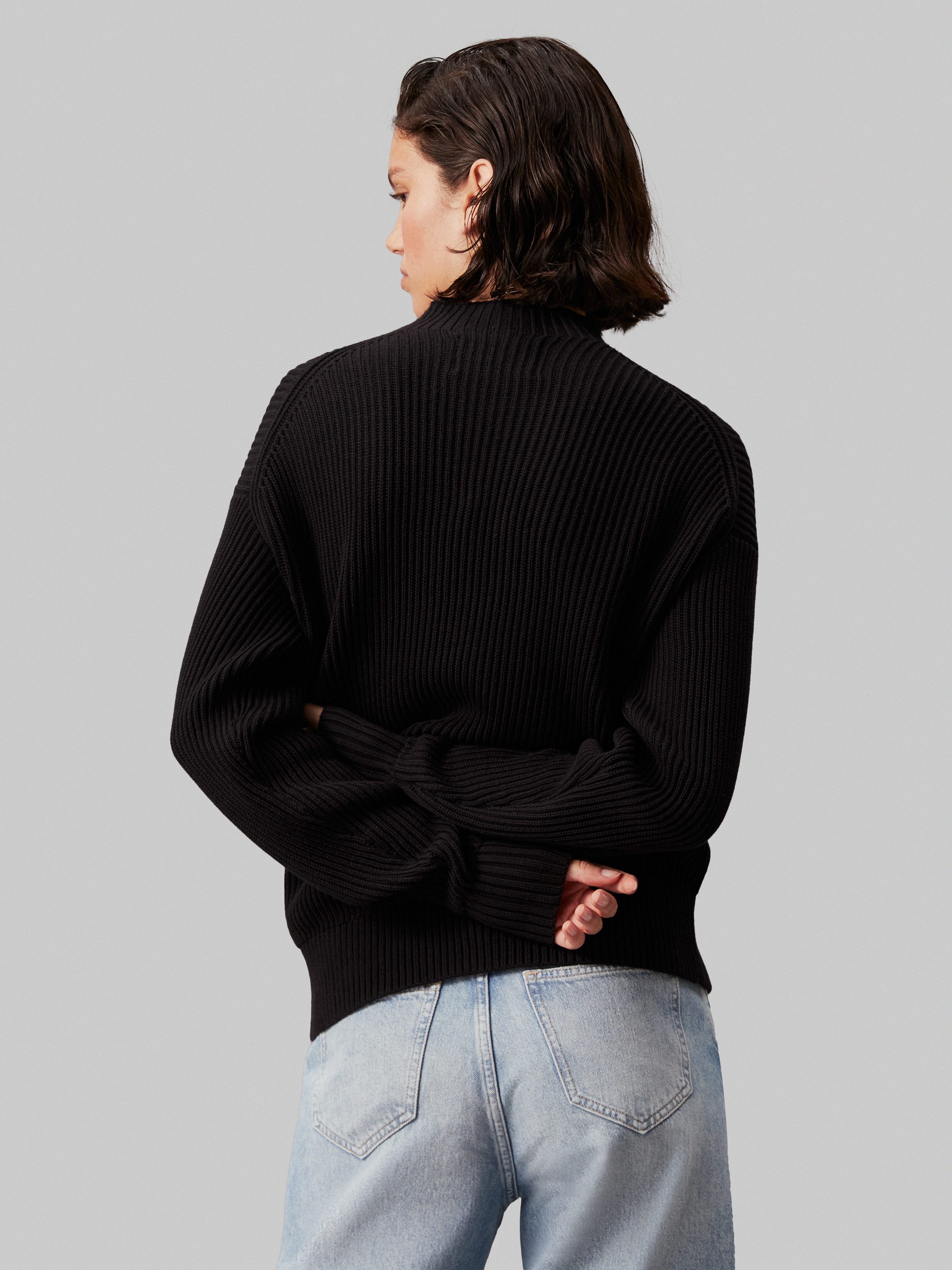 Calvin Klein Trui met staande kraag WOVEN LABEL LOOSE SWEATER
