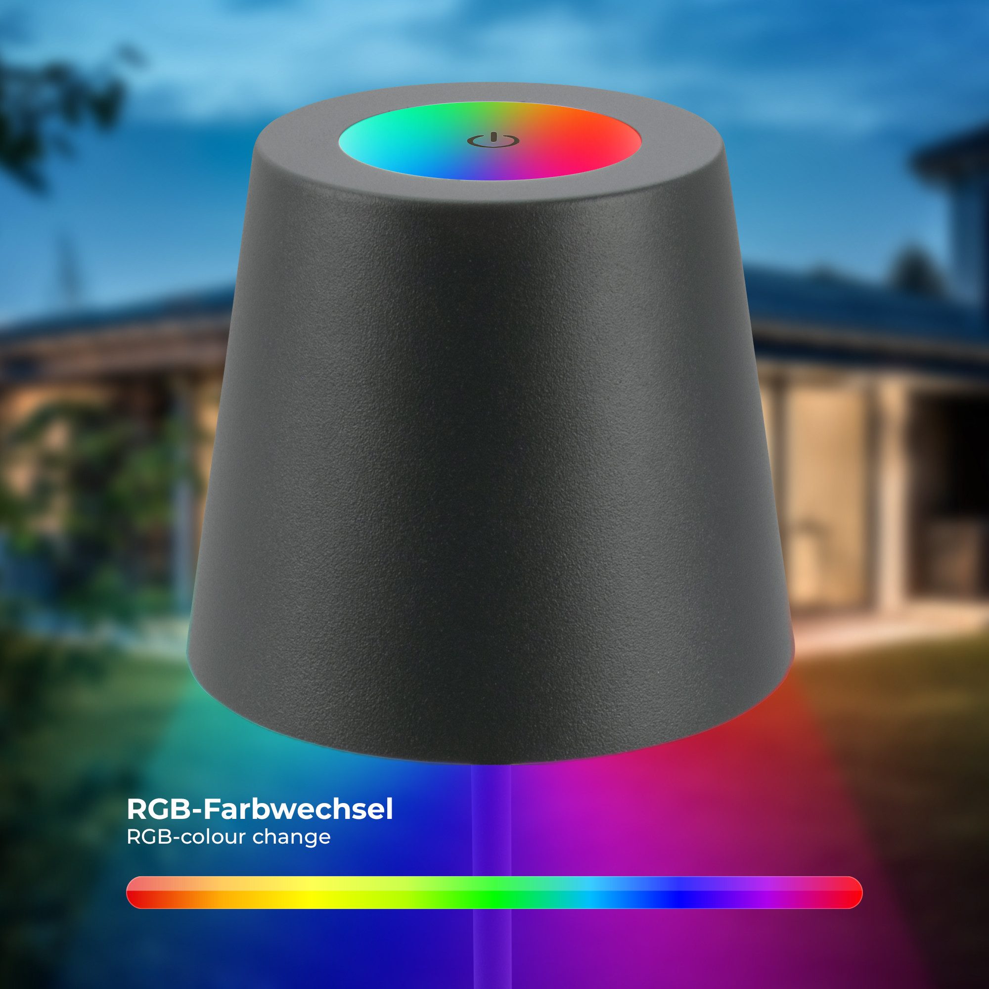 B.K.Licht Tafellamp voor buiten BK_TL1593 Accu LED tafellamp, 3-niveau touchdimmer, met USB 2.700 k, 200 lm, 2,5w, ip44, 12h brandduur, 36 x 10,5 cm, antraciet (1 stuk)