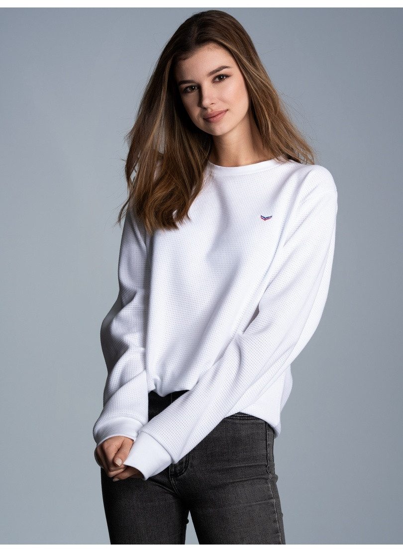 Trigema Sweatshirt TRIGEMA sweatshirt in wafel look meisjes sweaters maat L wit