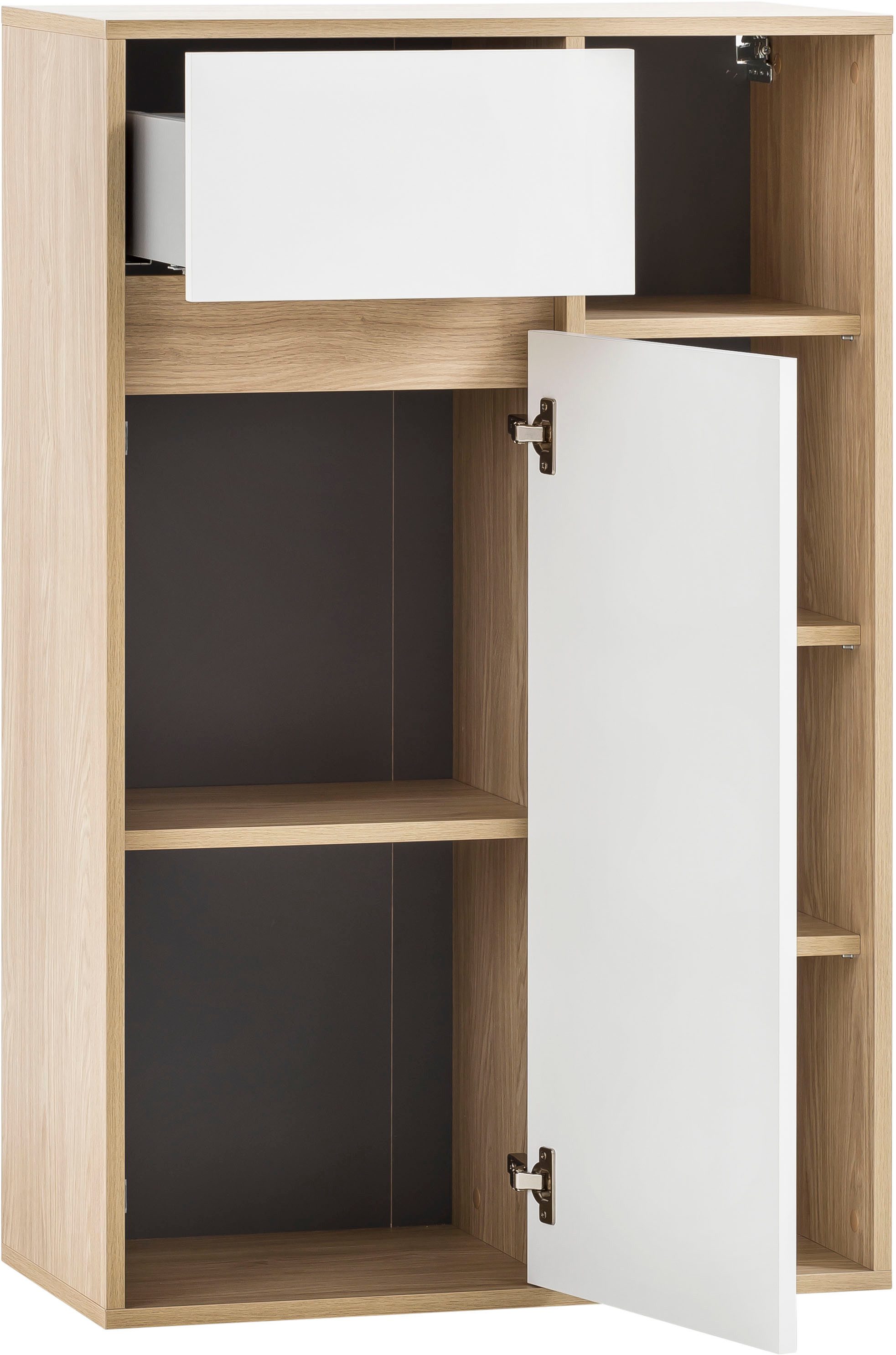 Schildmeyer Halfhoge kast Mali, breedte 66 cm Houtdecor met voelbare structuur, grepenloze deuropening