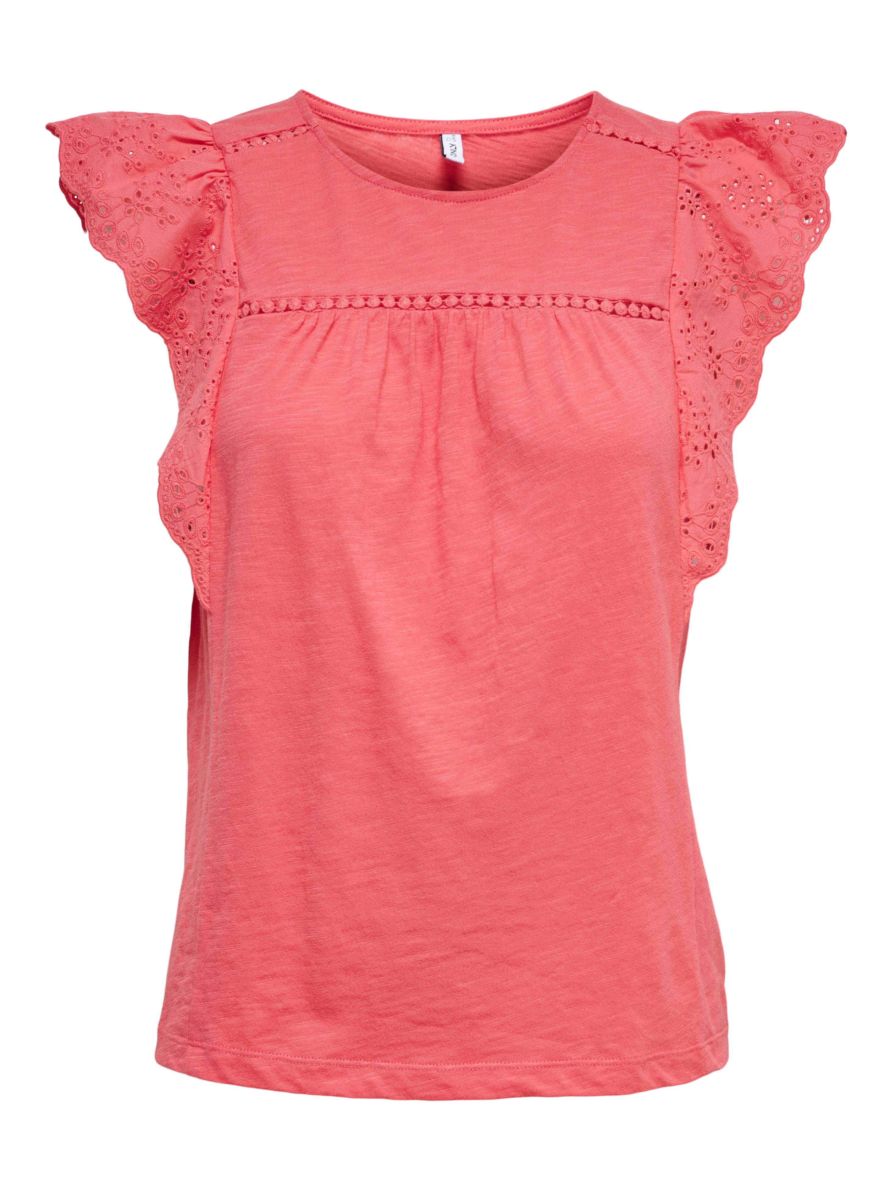 Only Shirt met korte mouwen ONLLEA S/L FRILL MIX TOP JRS
