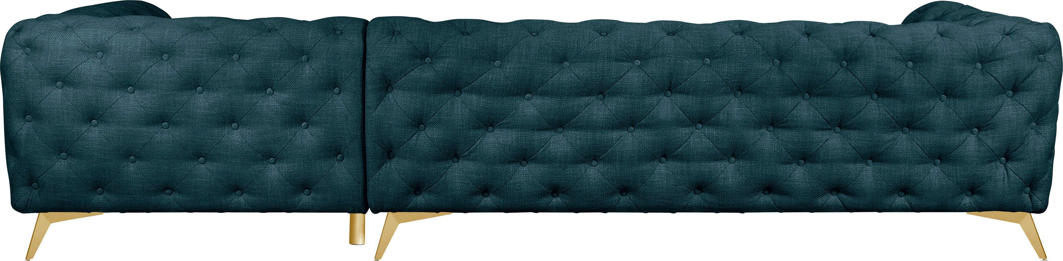 Leonique Chesterfield-bank Glynis L-vorm luxueuze capitonnage, moderne chesterfield look, kleur van de poten ter keuze