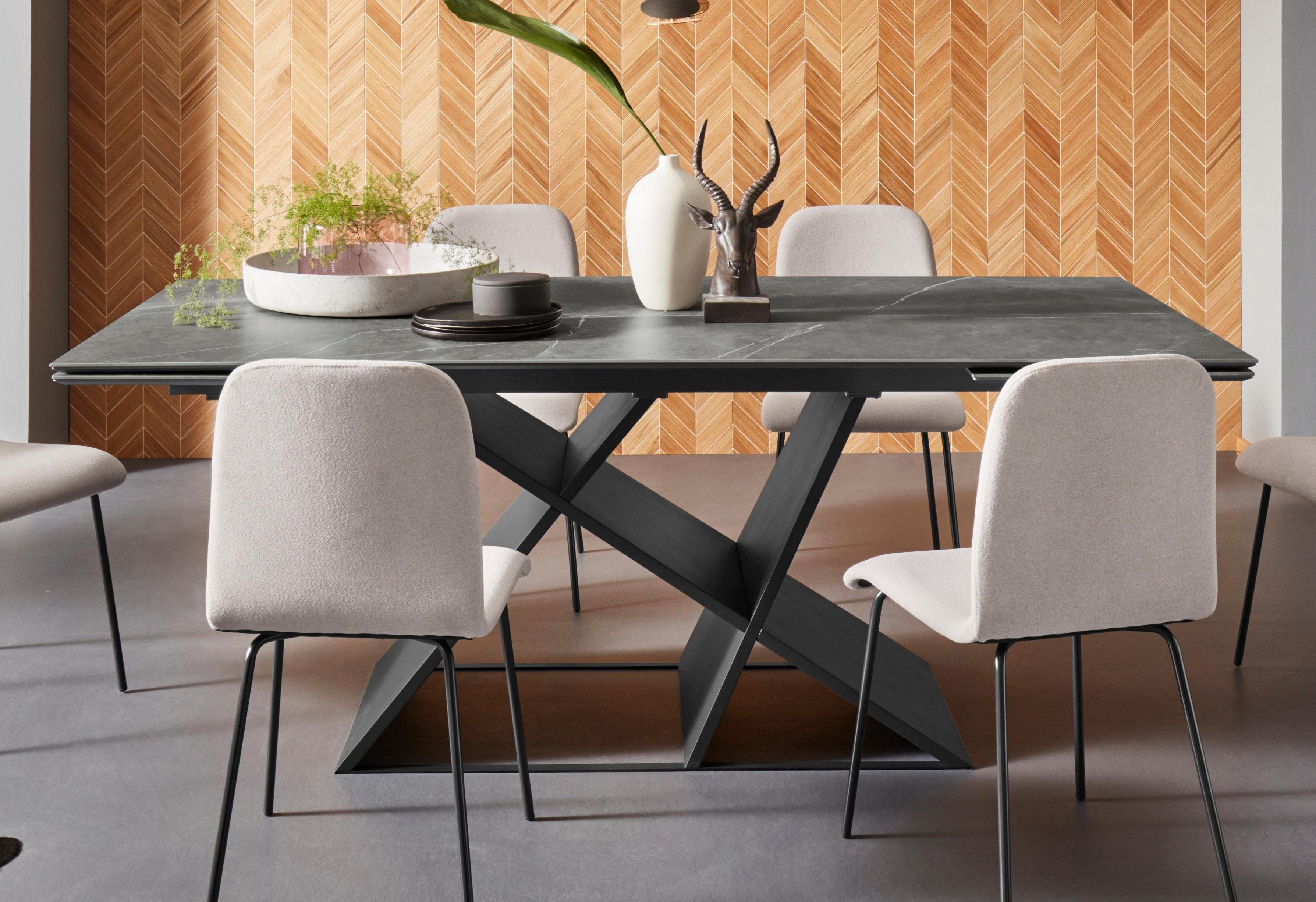 Places of Style Eettafel met een bijzonder tafelblad van keramiek en zwart metalen frame in de online winkel OTTO