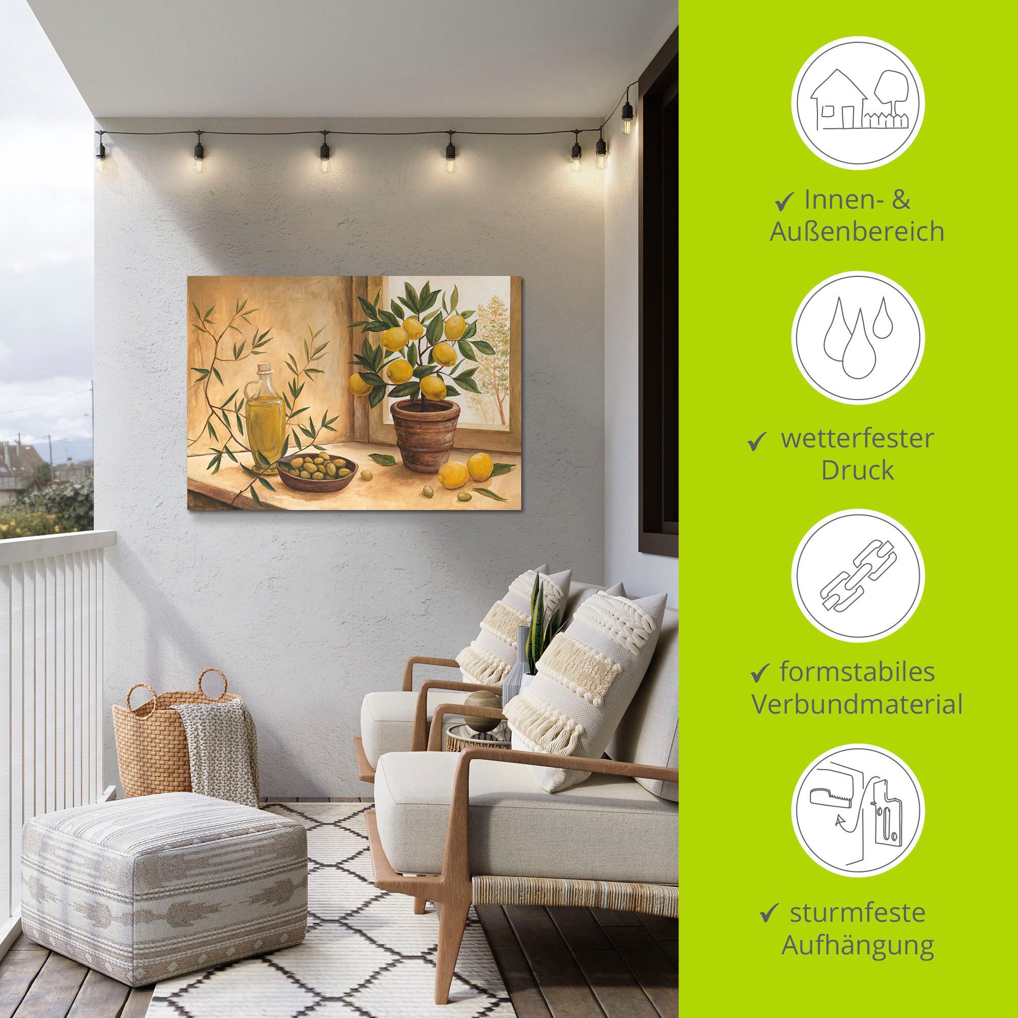 Artland Artprint Olijven en citroenen als artprint van aluminium, artprint voor buiten, artprint op linnen, poster, muursticker