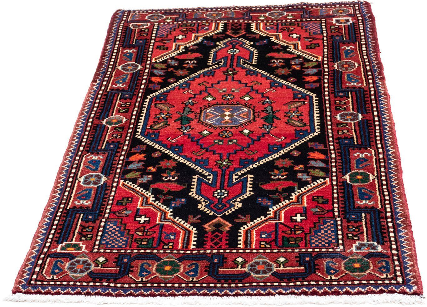 morgenland Wollen kleed Hosseinabad medaillon rosso chiaro 120 x 75 cm Handgeknoopt