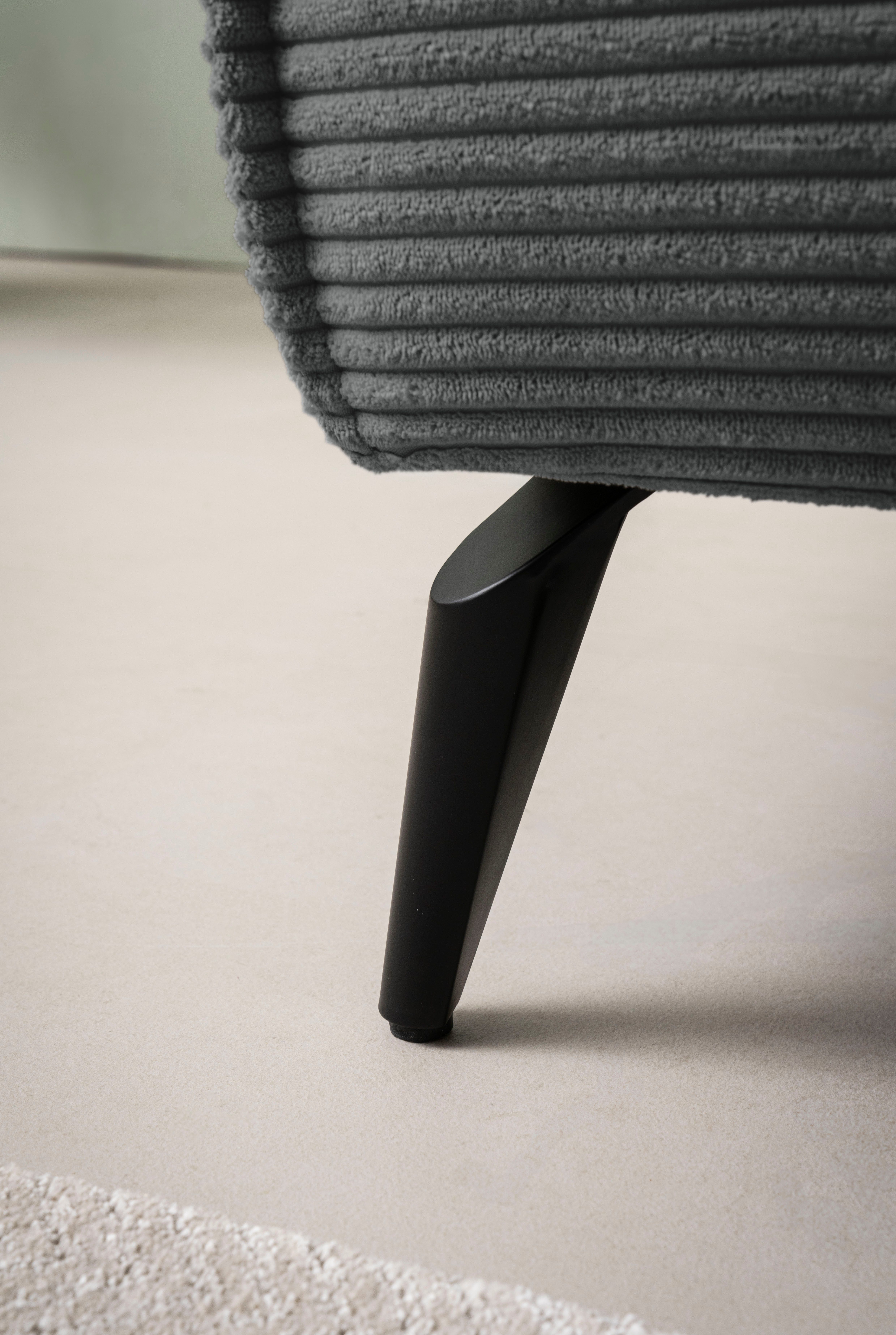 andas Hocker TVINNU, met biesnaad in cord voor de serie tvinnu, comfortabele zitervaring, rechthoekig, zwarte voeten