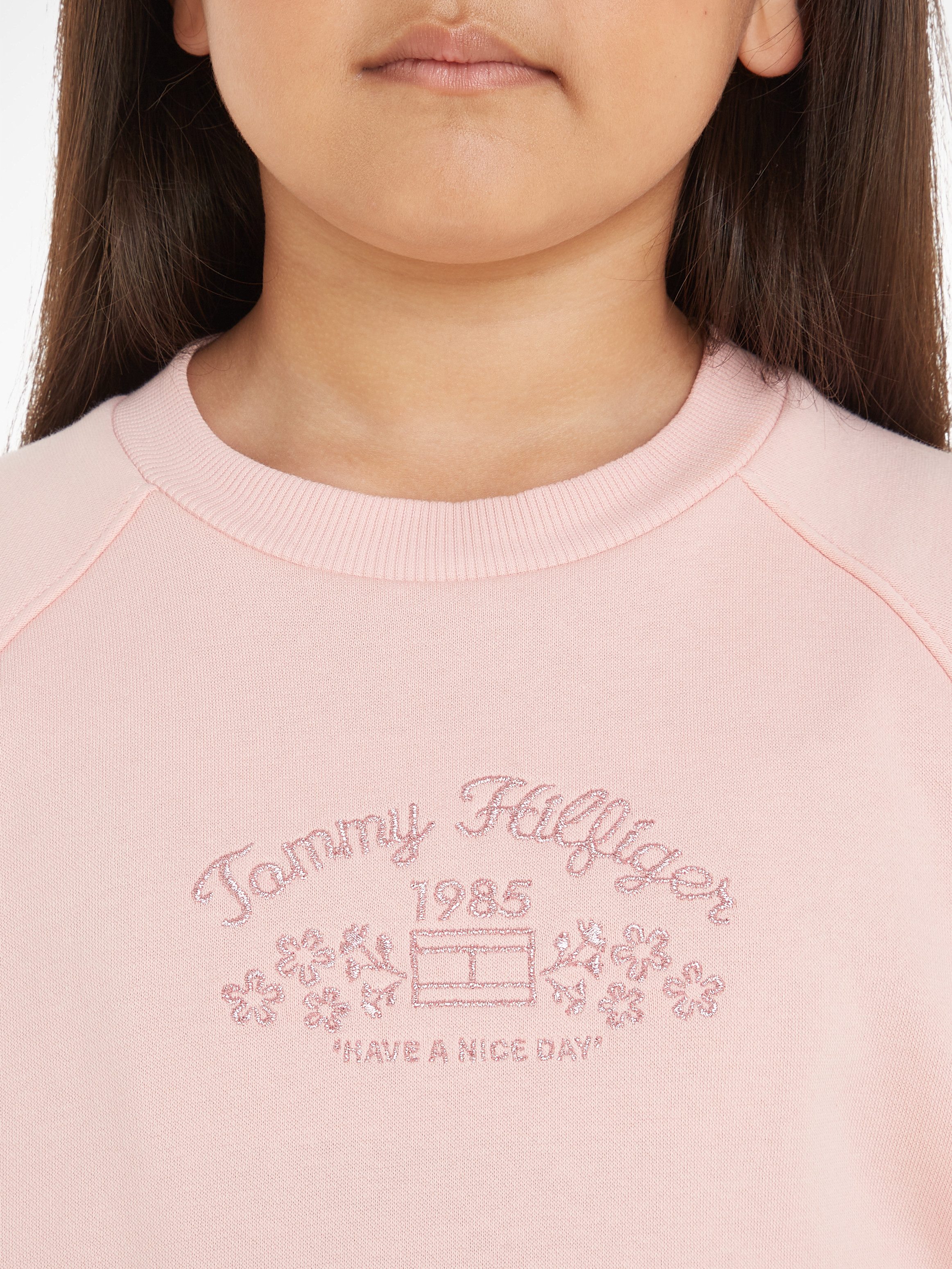 Tommy Hilfiger Sweatshirt EMB FLOWER FLEECE CREWNECK Kinderen tot 16 jaar met logostiksel