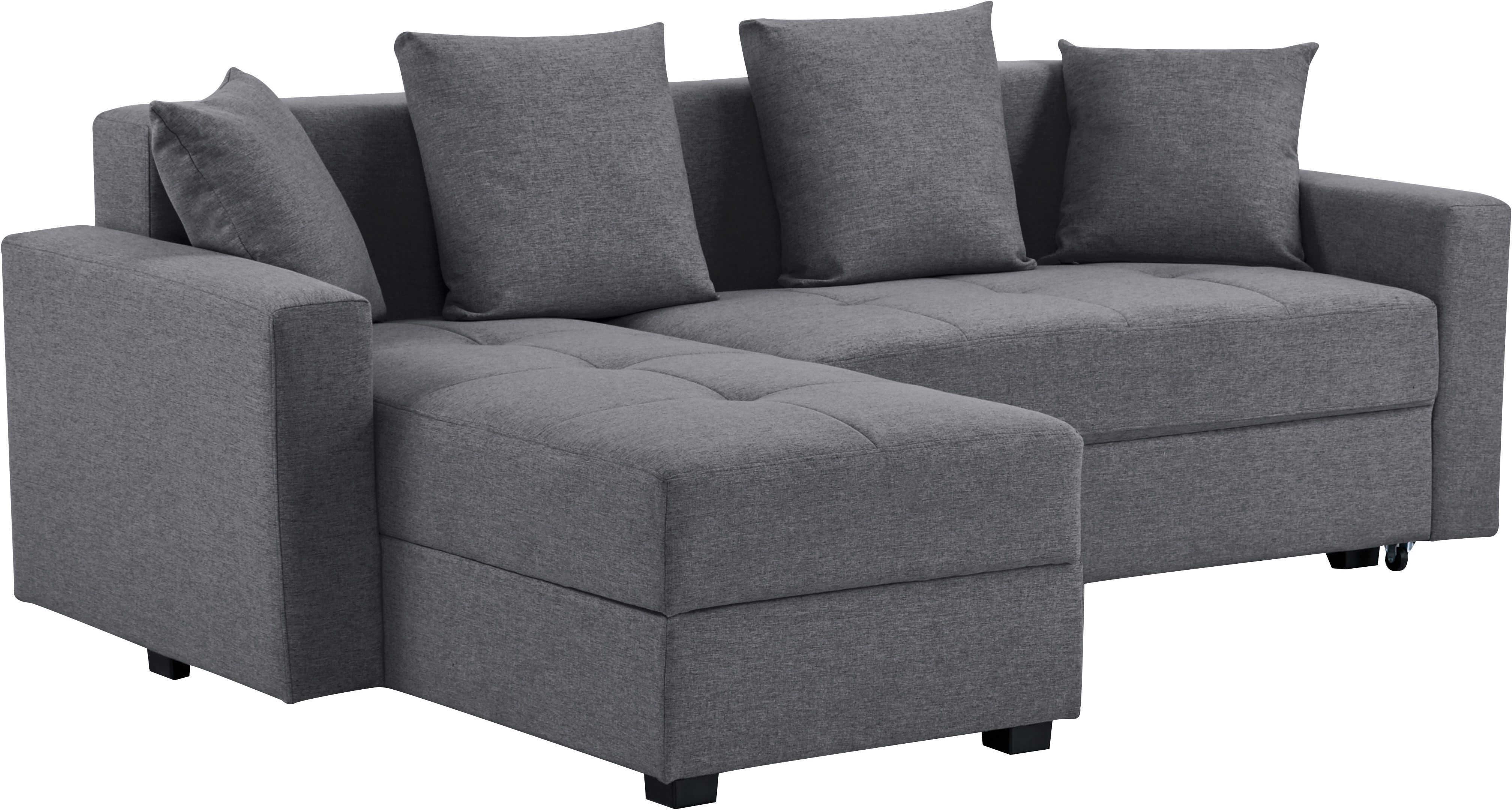 INOSIGN Hoekbank KILLAM, 217 cm, L-vorm, met slaapfunctie en bedlade Recamière rechts / links monteerbaar, in cord en geweven stof