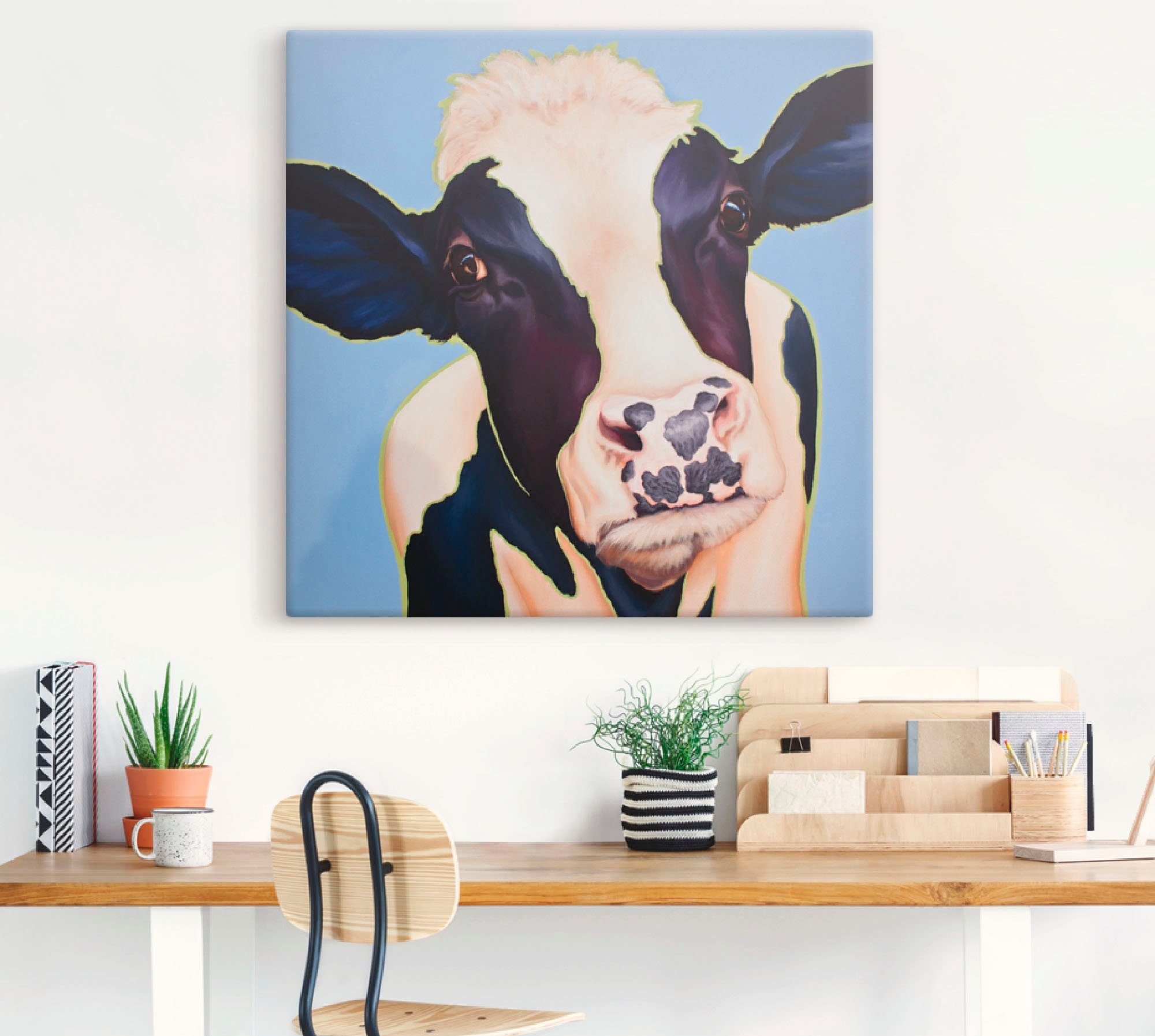 Artland Artprint op linnen Koe Trudi gespannen op een spieraam