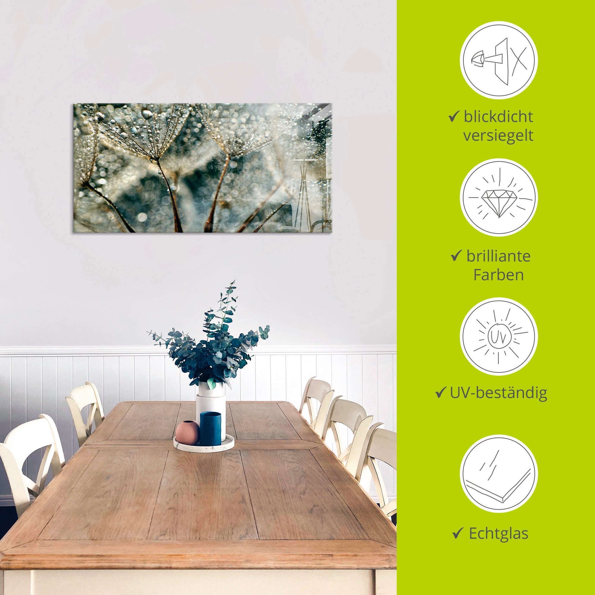 Artland Print op glas Pluizenbol regenbui in verschillende maten