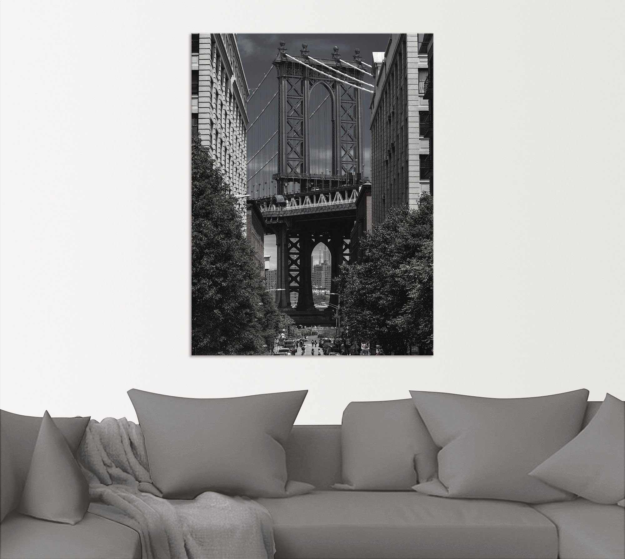 Artland Poster New York Manhattan Bridge II als artprint van aluminium, artprint op linnen, muursticker of poster in verschillende maten