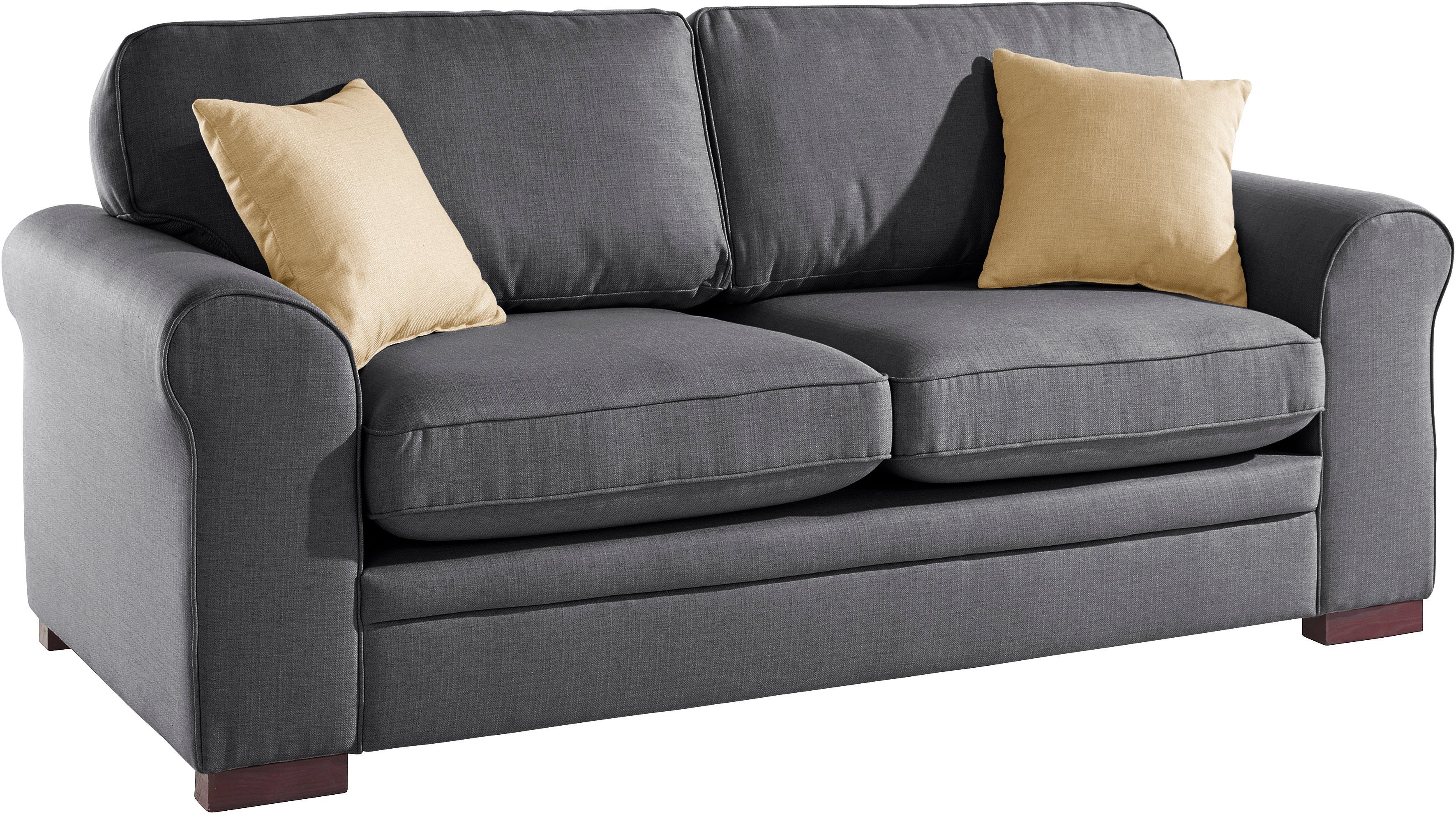 Home affaire 2-zitsbank Broughton zacht zitcomfort, incl. 2 sierkussens, opstaande naad