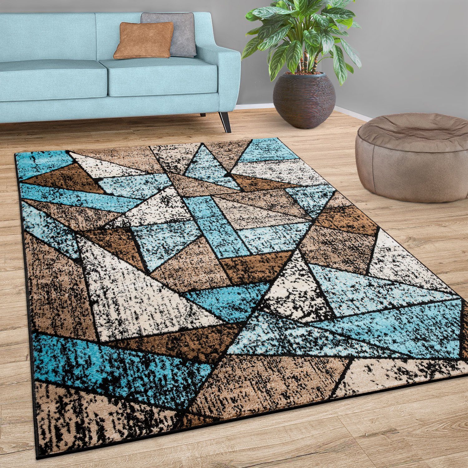 Paco Home Vloerkleed Metro 165 Korte pool, modern geometrisch dessin