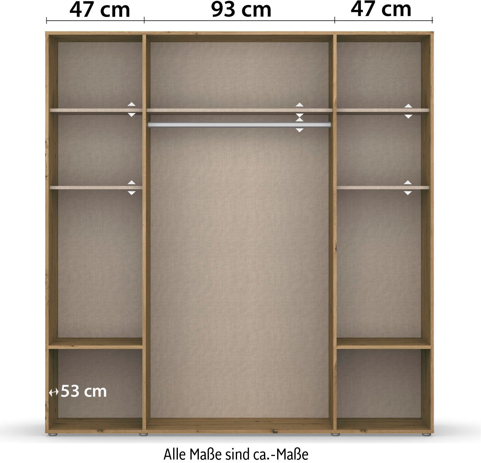 rauch Draaideurkast Kledingkast kast garderobe linnenkast VOYAGER moderne grepen in grijs metallic met buitenlades made in germany