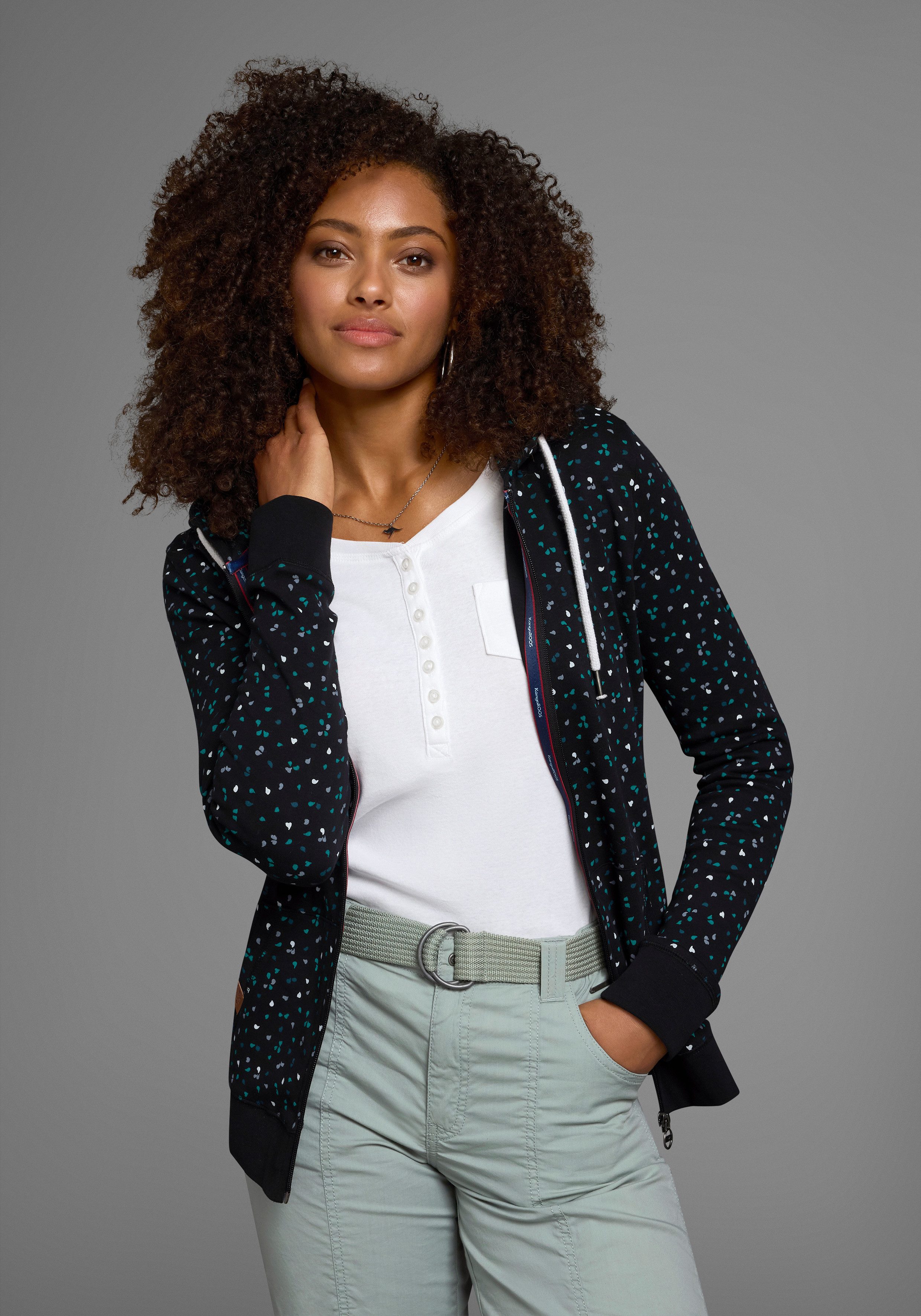KangaROOS Capuchonsweatvest met sportieve minimal-print