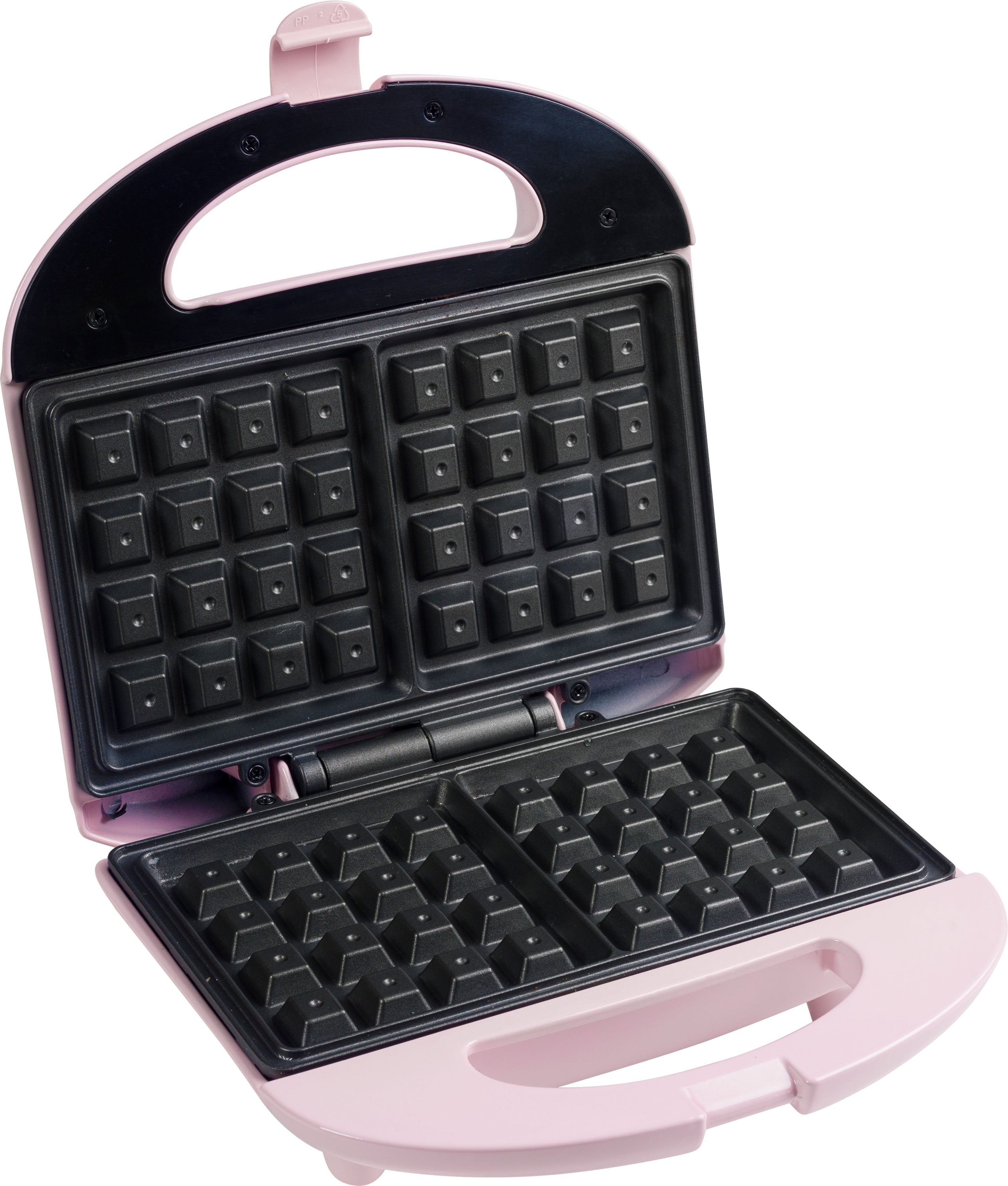bestron Wafelijzer ASW401P Sweet Dreams voor belgische wafels, in retrodesign, voor 2 wafels, roze