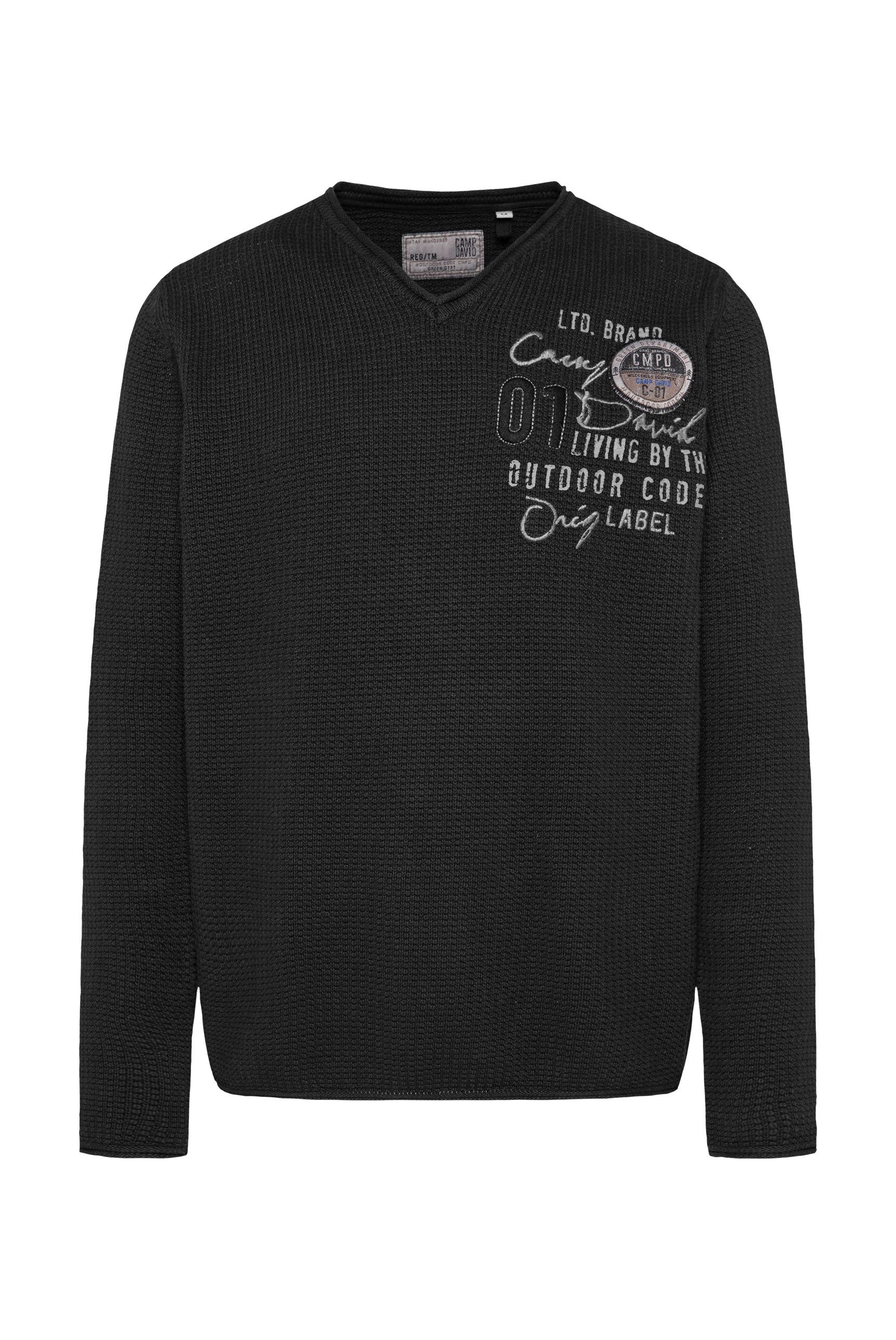 CAMP DAVID Gebreide trui met logoprint