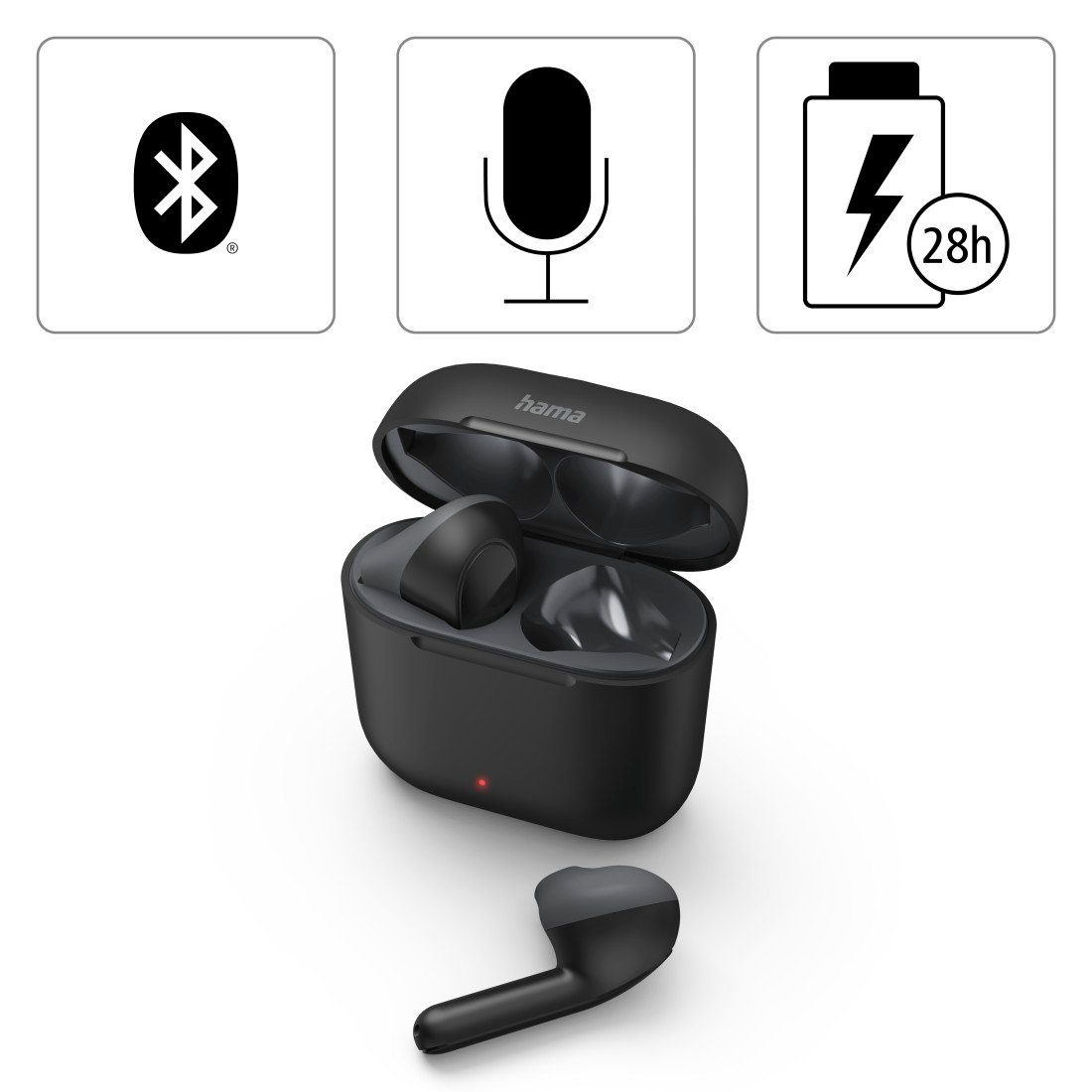Hama Bluetooth-hoofdtelefoon Bluetooth® True Wireless hoofdtelefoon, oordopjes, Autopairing, Apple Siri
