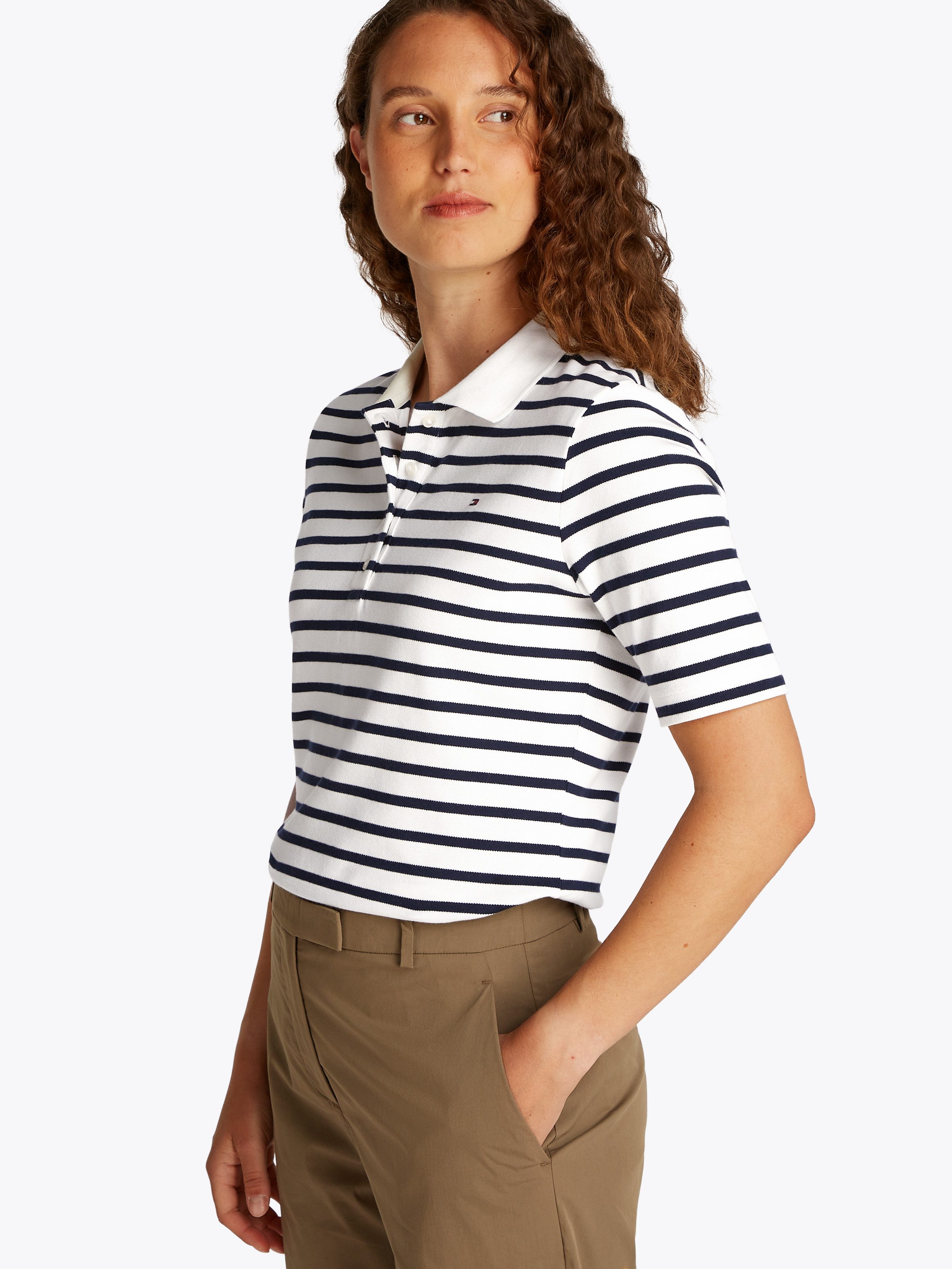Tommy Hilfiger Poloshirt 1985 Regular Fit Pique Premium Polo met logo-borduursel, met zijsplitten