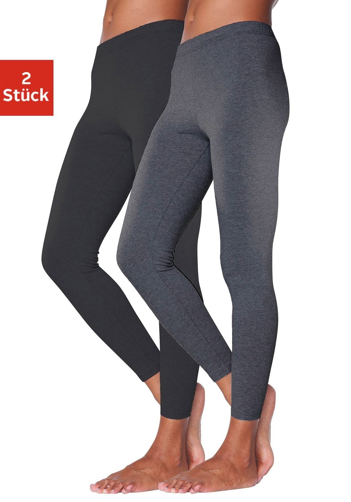 vivance active Legging met rubberen tailleband, loungewear (2-delig, Set van 2)