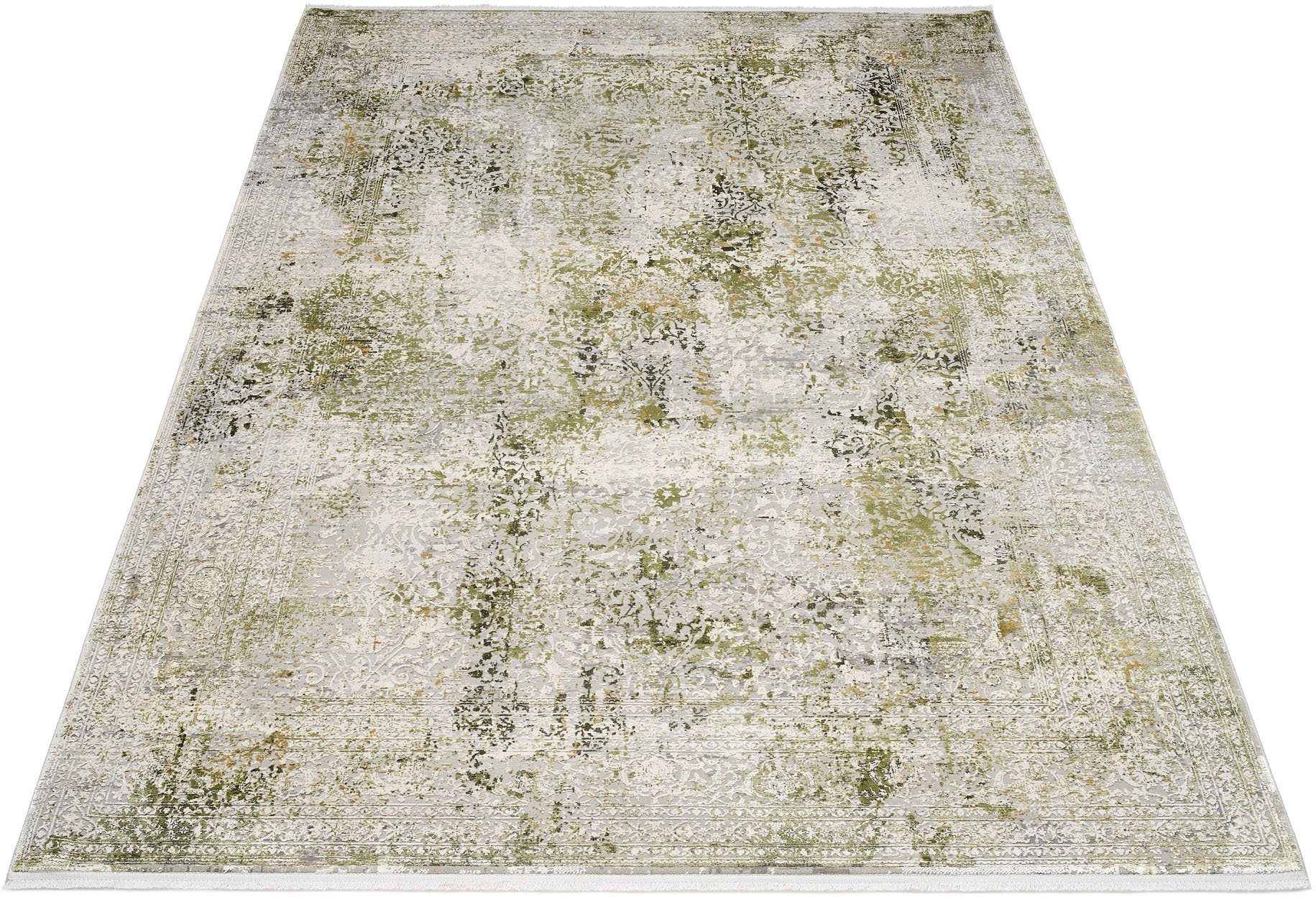 OCI DIE TEPPICHMARKE Vloerkleed BESTSELLER CAVA Glans viscose, met franje, reliëfstructuur, vintage, woonkamer