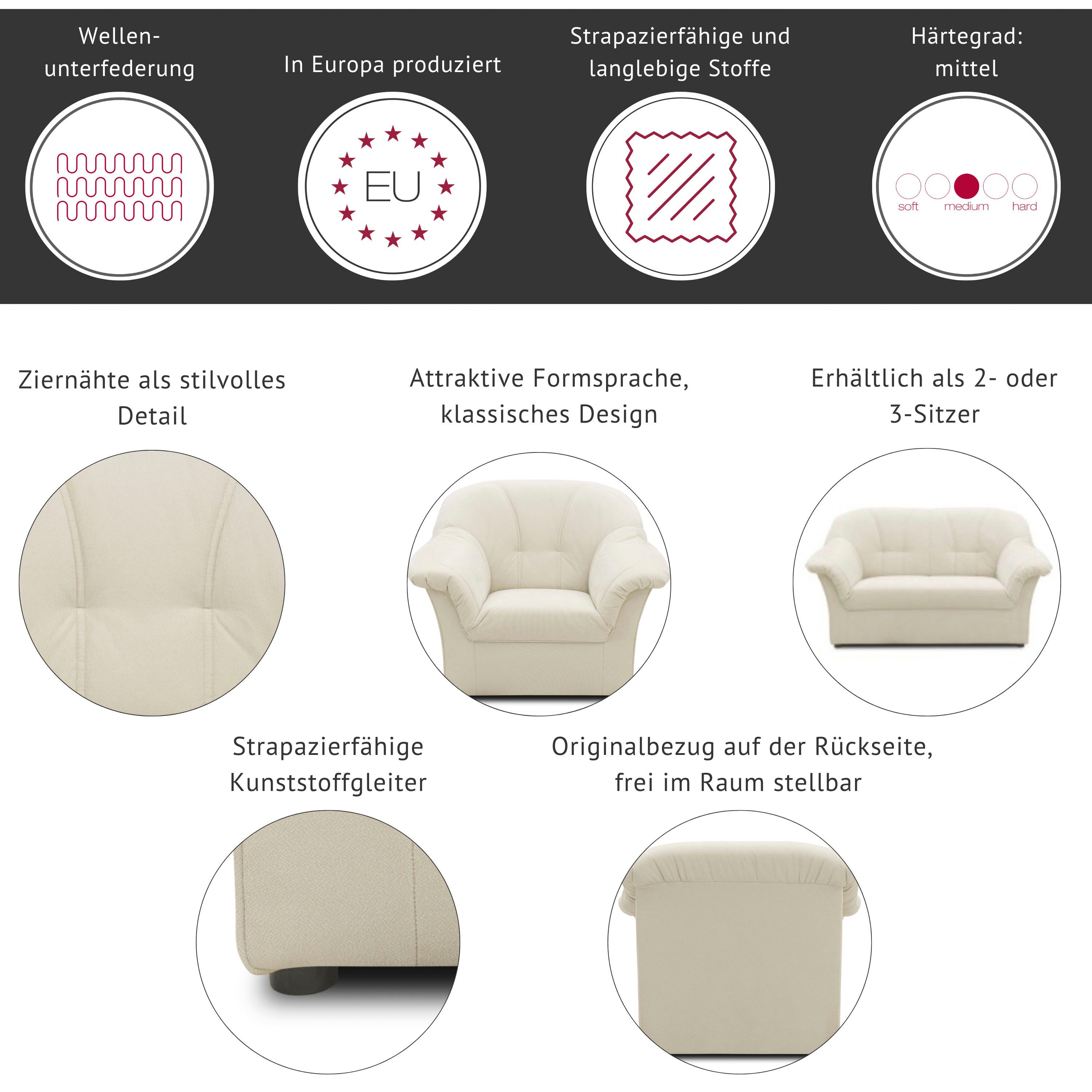 DOMO collection Zithoek Pegnitz 3-zits & 2-zits set (set)