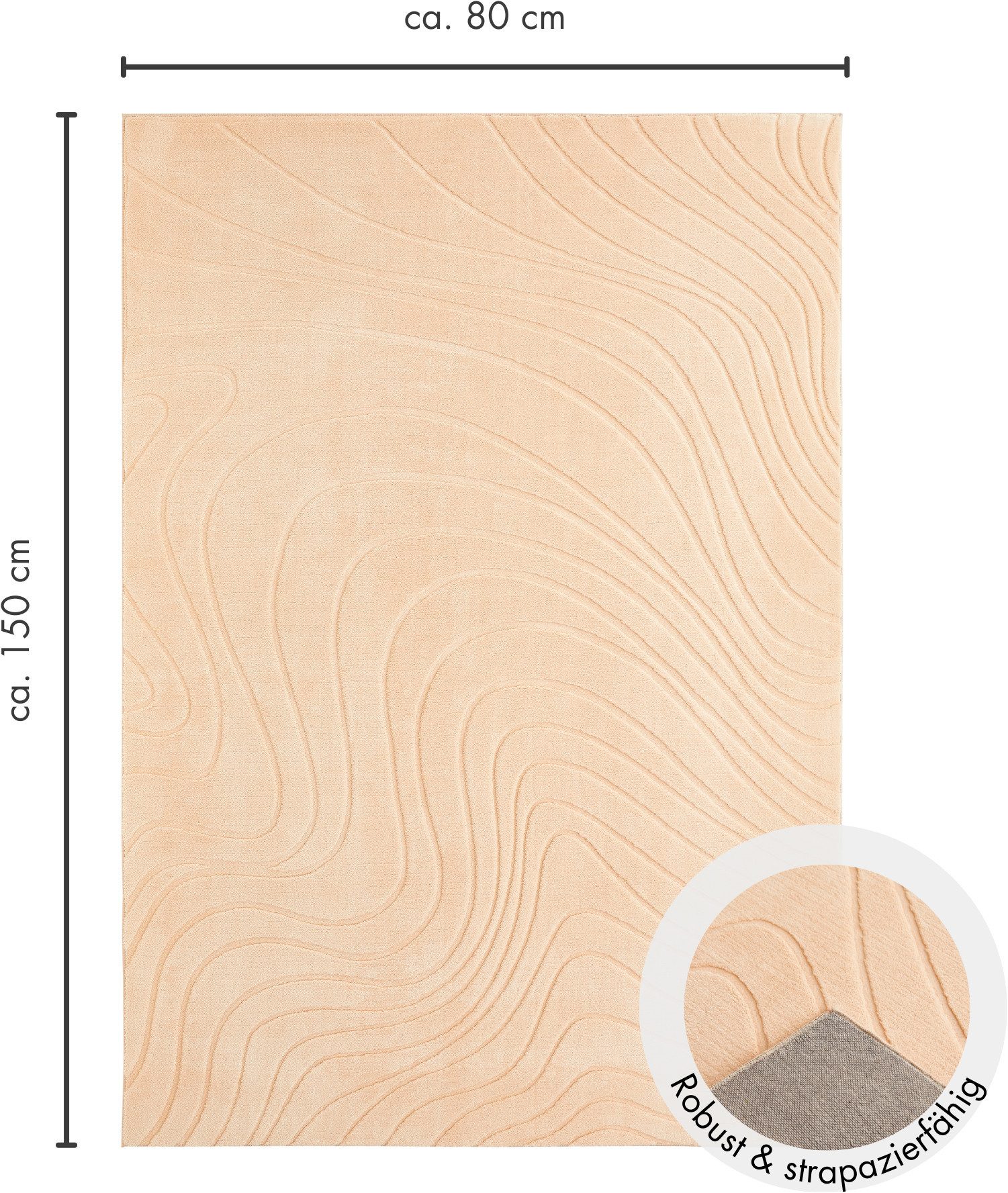 Andiamo Vloerkleed DALE Uni kleuren, hoog-laag structuur, carving-effect, woonkamer