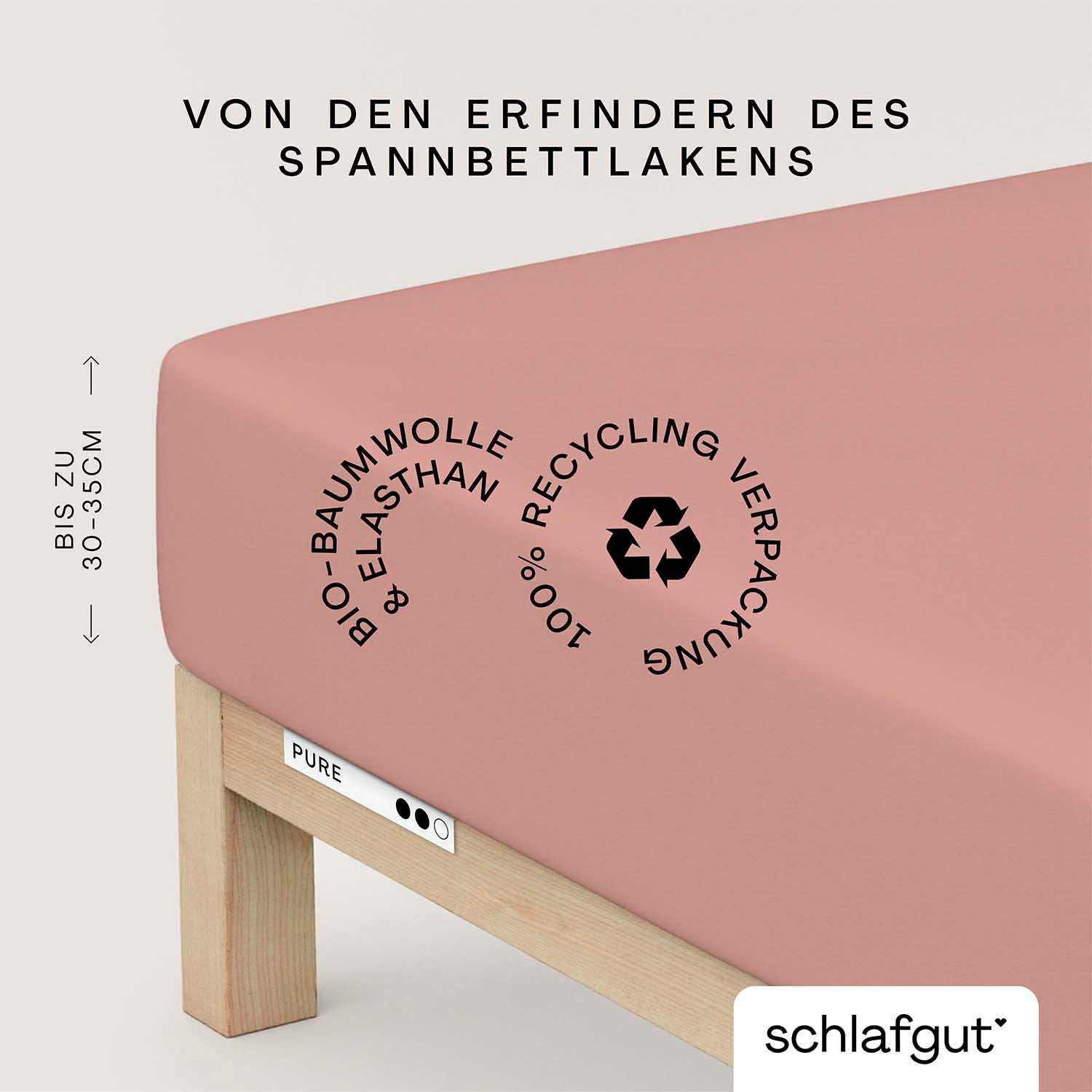 Schlafgut Hoeslaken PURE biologische katoen met elastaan, rekbaar en ondoorzichtig, strak, bedlakens (1 stuk) hoeslakens maat 140-160 cm x 200-220 cm