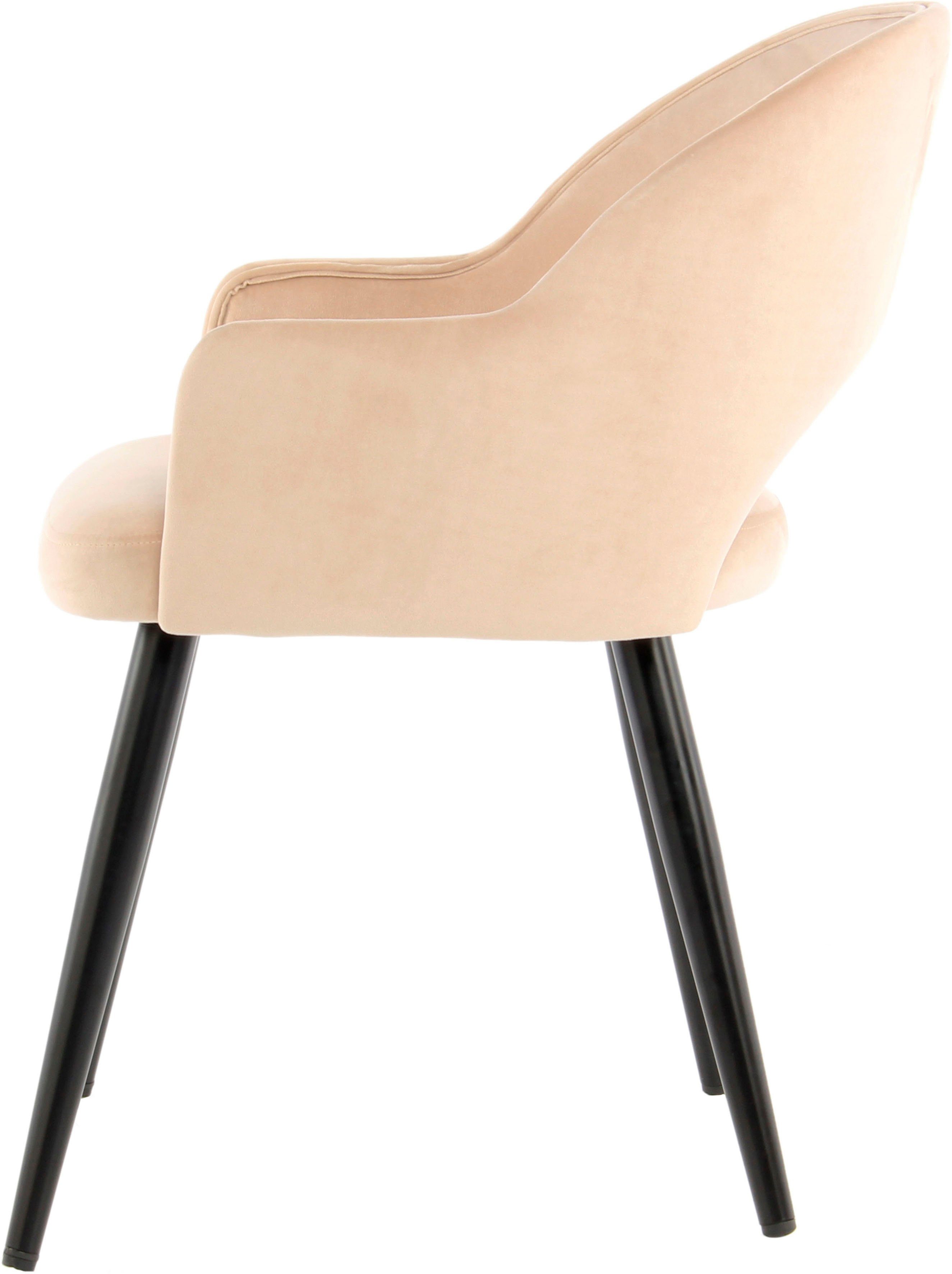 Kayoom Stoel Joris 110 2-delige set, effen ontwerp, met retro-karakter met armleuning, comfortabel, halve maan opening in de rugleuning (set, 2 stuks)