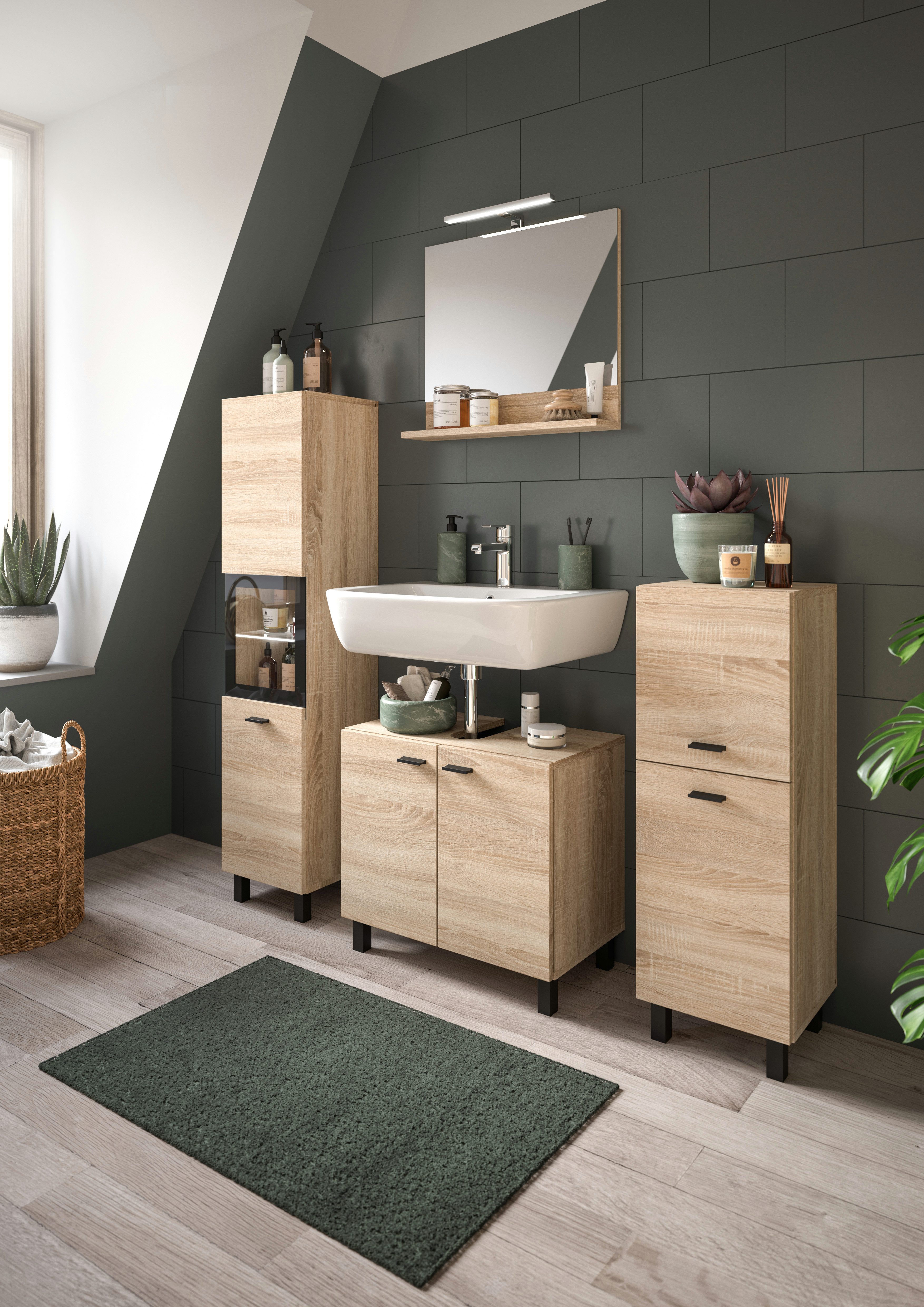 welltime Hoge kast Tampa, hoogte 125cm, hangend of staand te monteren Badkamerkast, hangkast badkamer, badkamer, badkamermeubels