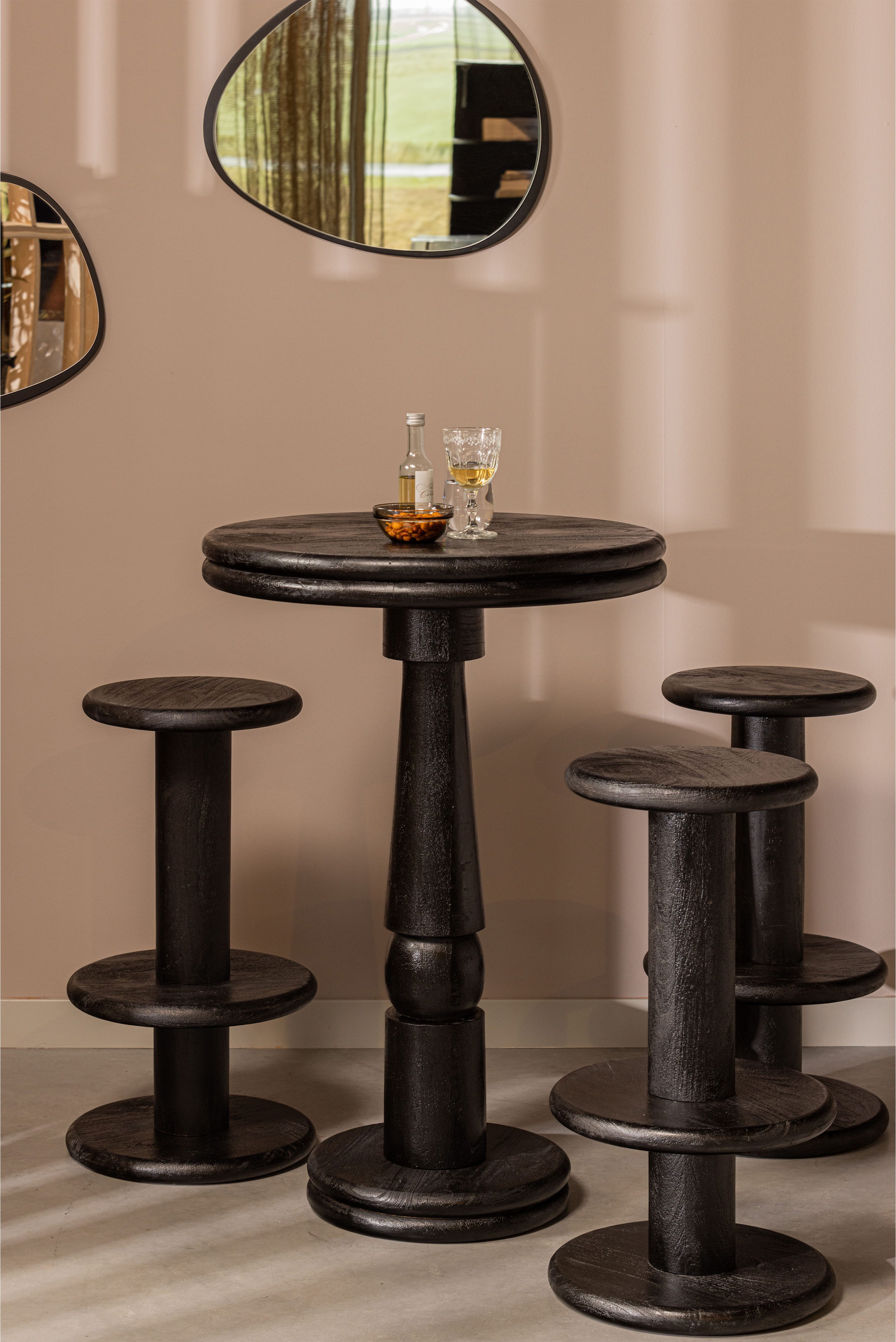 WOOOD Barkruk KOLBY van mangohout, ronde vorm, h 74 cm x ø 40 cm