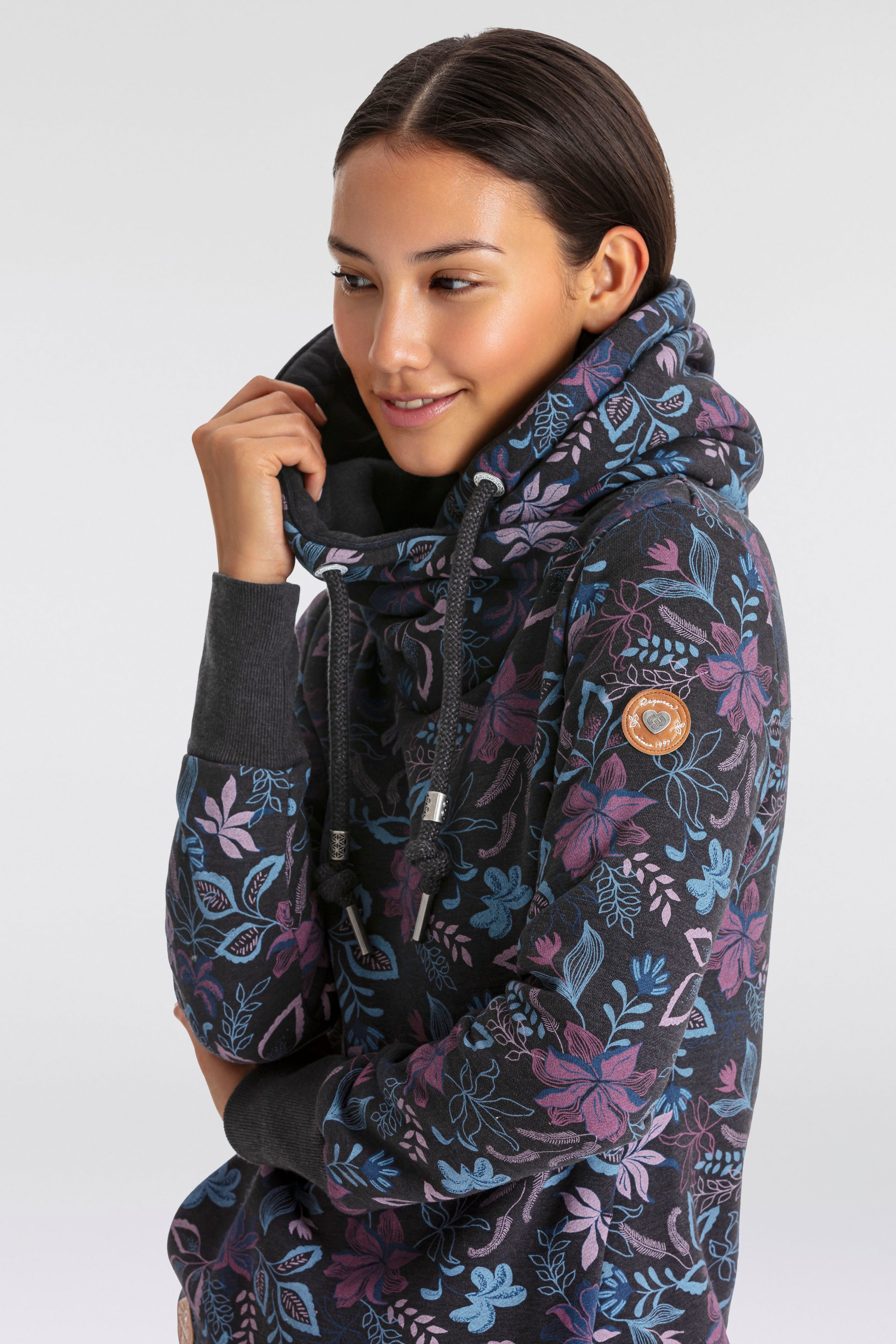 Ragwear Sweater GRIPY FLOWERS O Hoodie met gebloemde print all-over