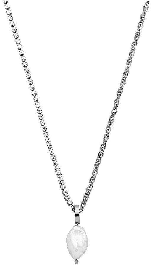 Purelei Ketting met hanger Sieraad cadeau Elua glitter, 2108 met zirkoontjes (synth.) - met zoetwater-cultivéparel dames kettingen wit