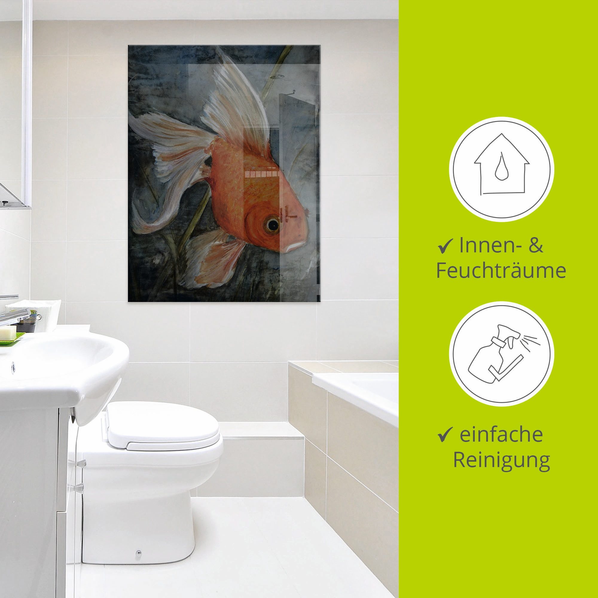 Artland Print op glas Feng-shui - goudvis in verschillende maten