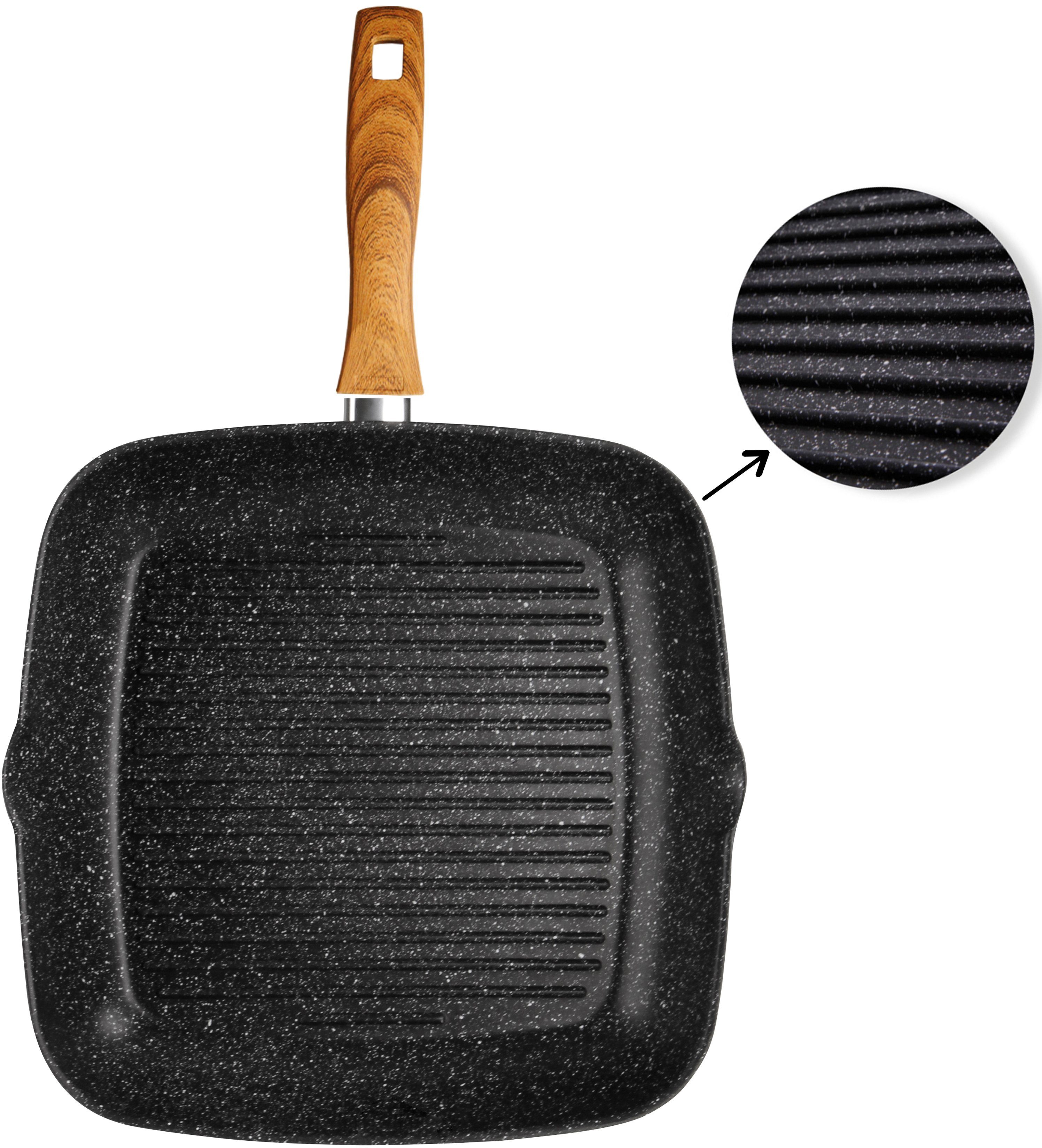 STONELINE Grillpan Back to Nature Ø 28 cm, 2 schenktuiten, inductie