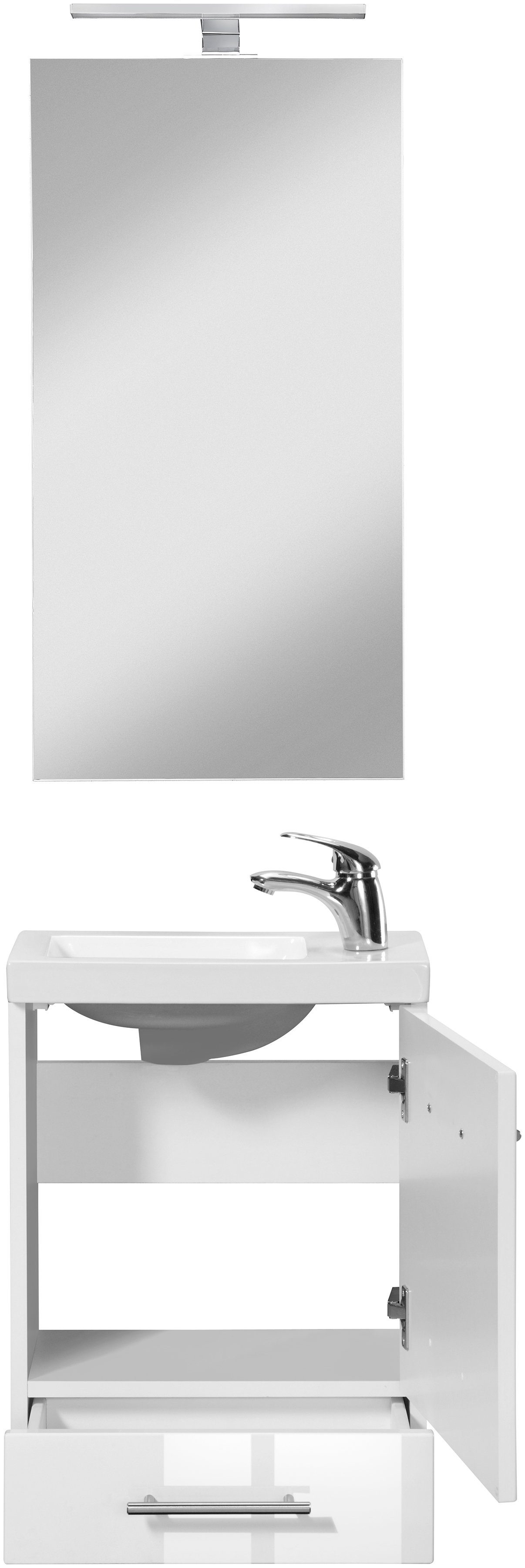 welltime Wastafelmeubel Trento, in verschillende designs en kleuren Badkamermeubel breedte 40 cm, gastenbadkamer SlimLine tweede toilet (set, 4-delig)