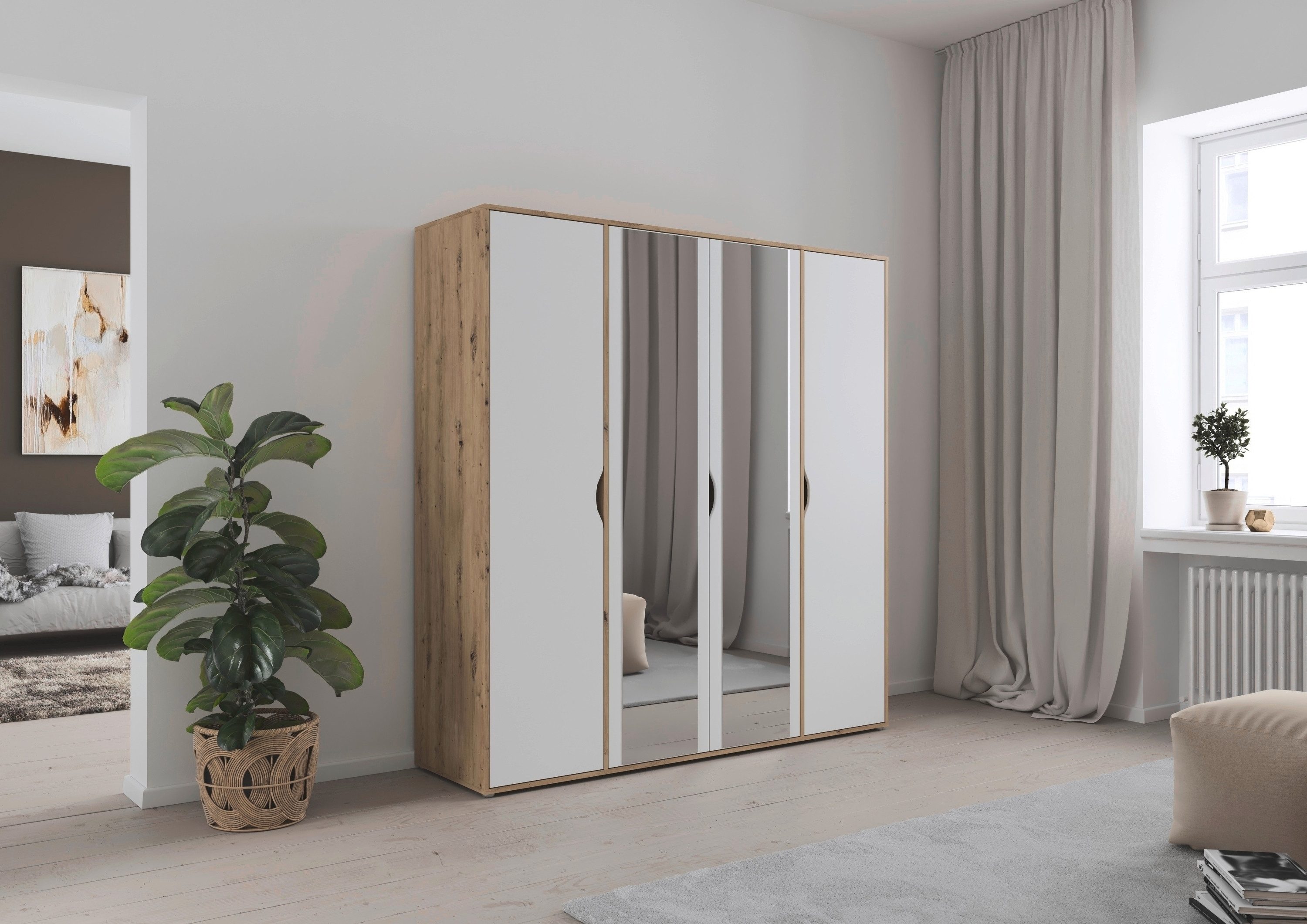 rauch Draaideurkast Kledingkast Kast Garderobe Wasmand NARAI met Spiegel Greefaansluitingen voor een greeploze look TOPSELLER MADE IN GERMANY