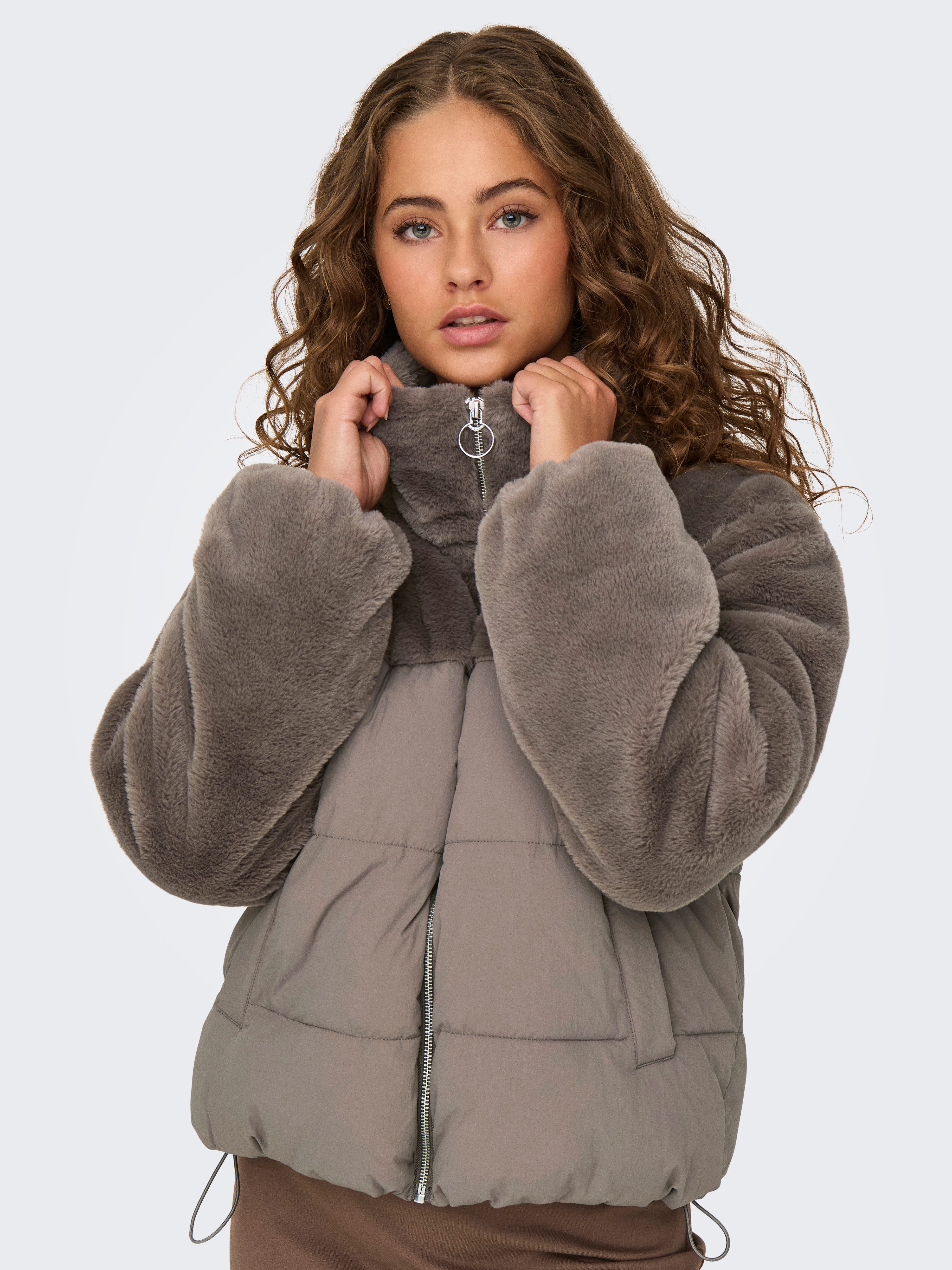 Only Gewatteerde jas ONLWANJA FUR PUFFER MIX JACKET CC OTW