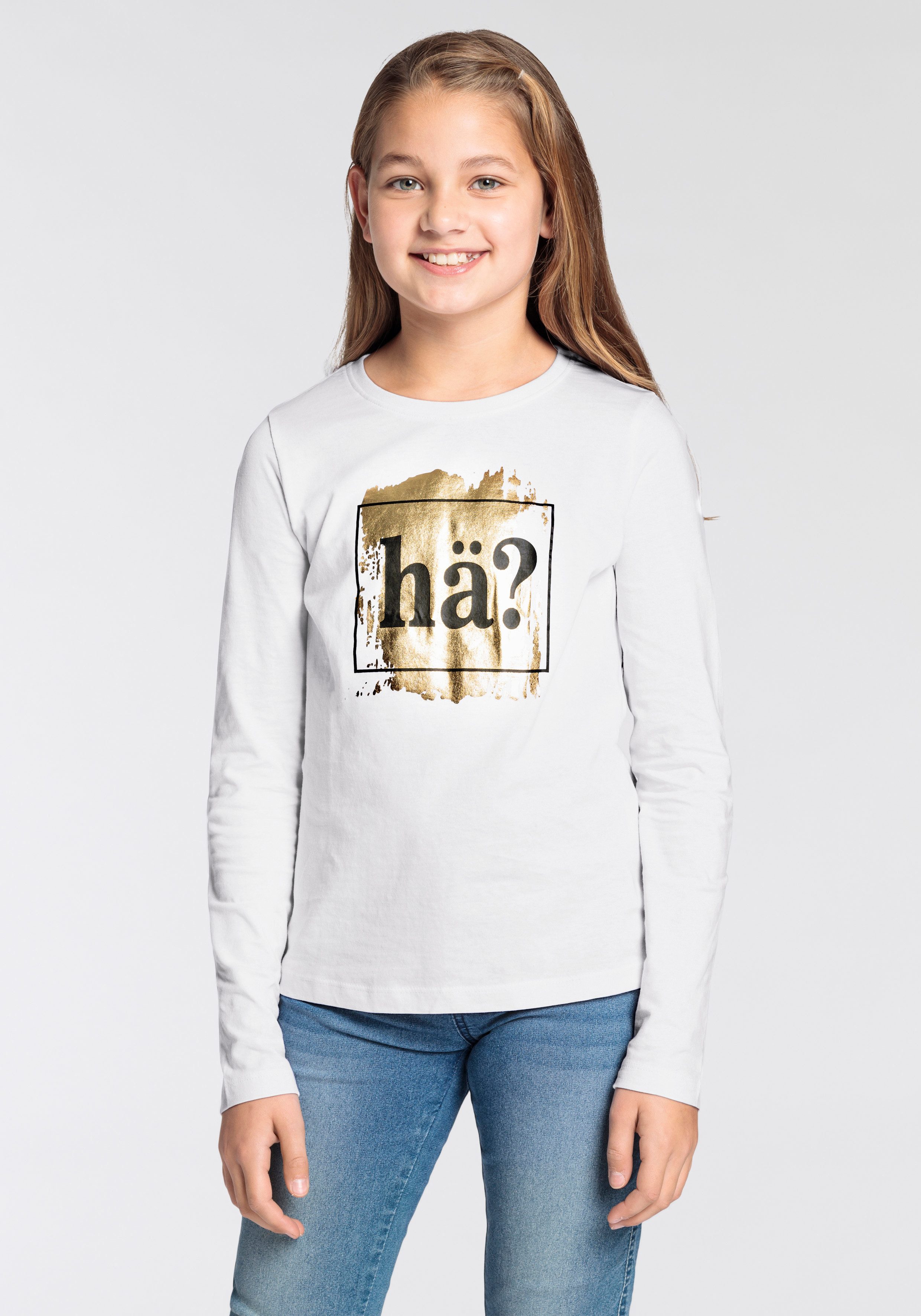 KIDSWORLD Shirt met lange mouwen Spreukshirt Langarm, getailleerde snit, met stijlvolle druk