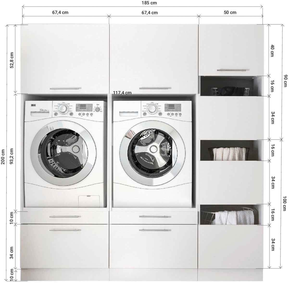 RESPEKTA Multifunctionele kastenset Clara-Set 12 (h x b x d) 200 x 184,8 x 67,6 cm (3 stuks)