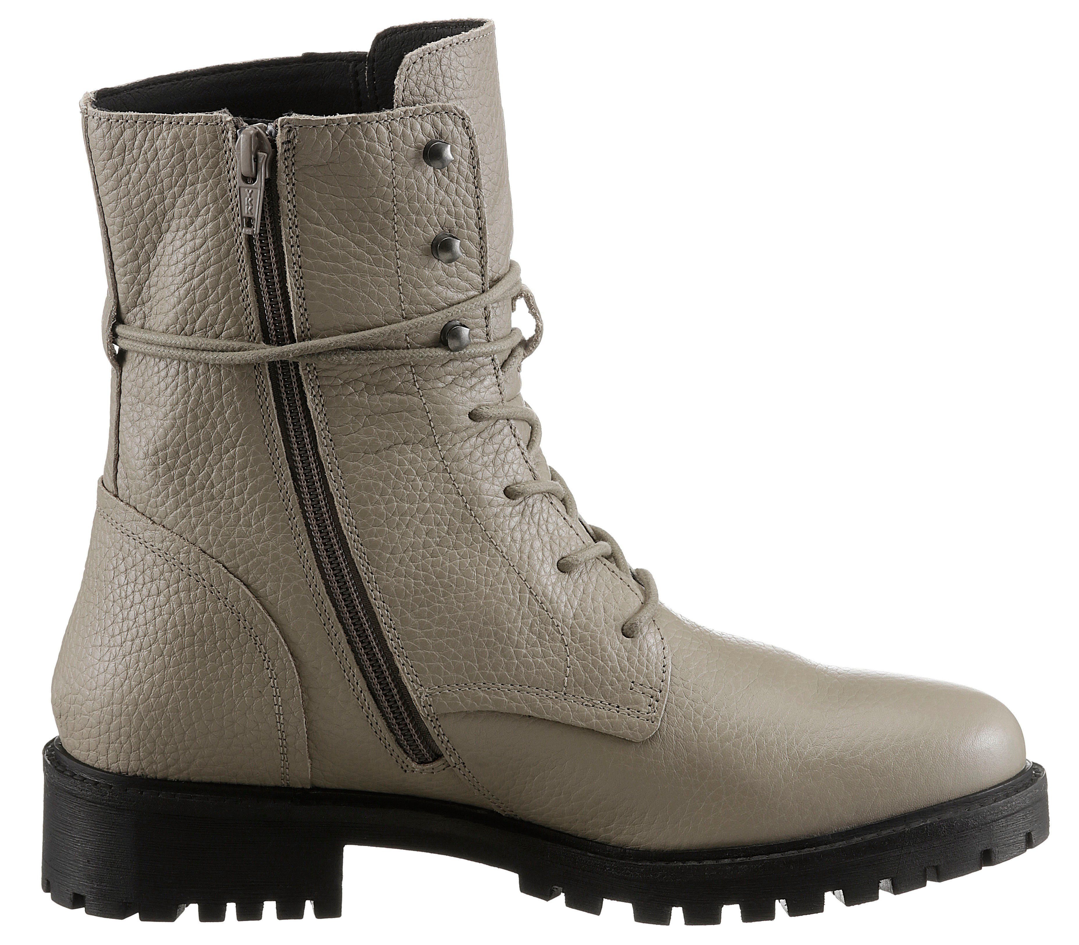 Geox Veterlaarsjes D HOARA blokhak, veterschoenen met binnenrits